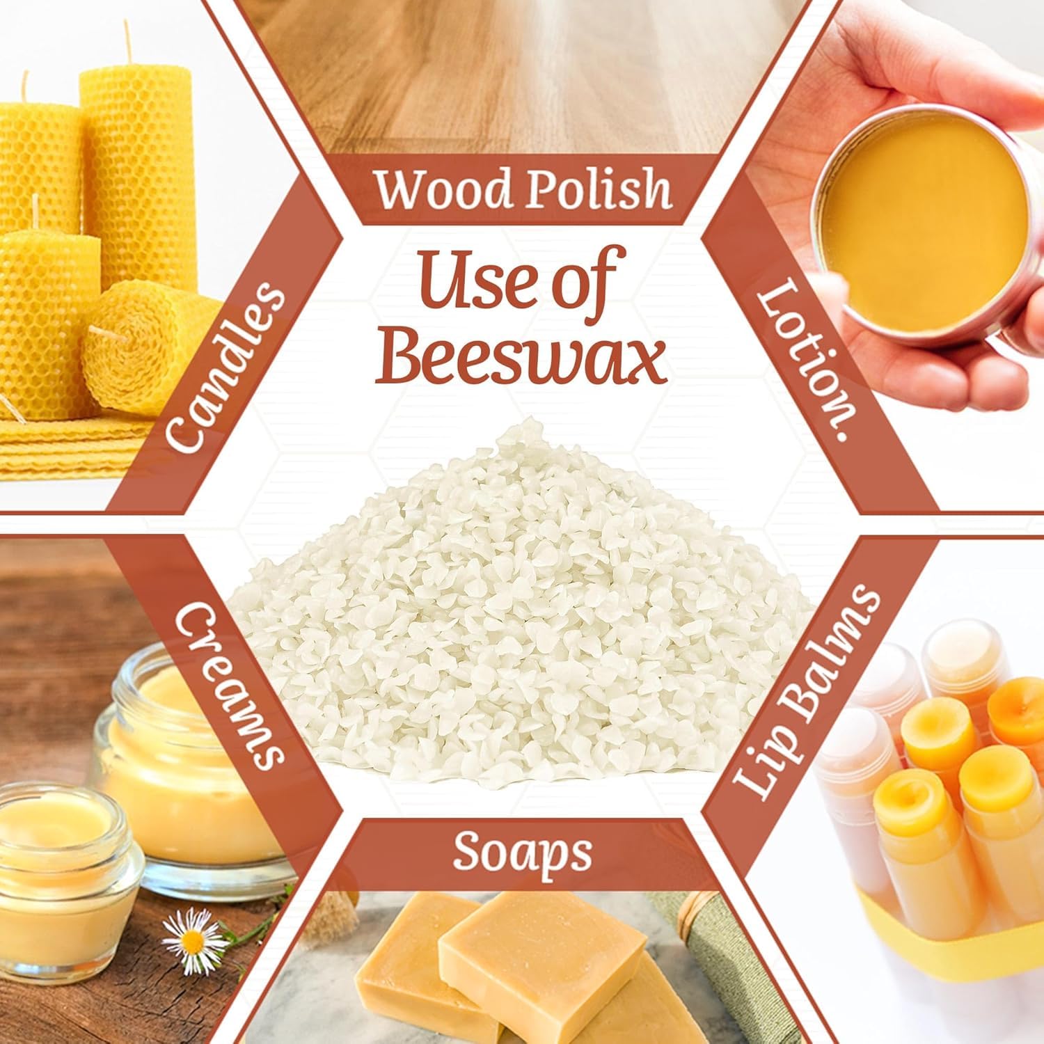 10lb White Beeswax Pellets, Beeswax Beads for Candle Making for DIY Projects Soap Making Supplies,Lipsticks, Soaps and Creations