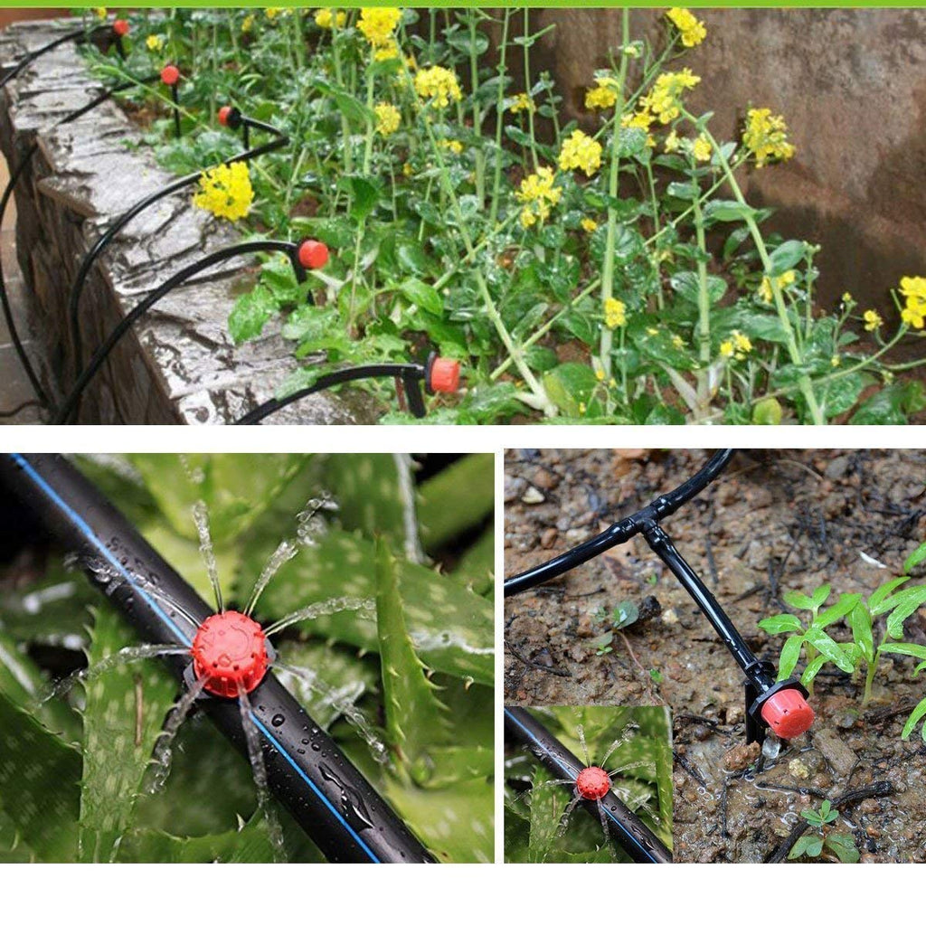 MSDADA Greenhouse Micro Drip Irrigation Kit, 50Ft Automatic Irrigation, Plant Watering System with 1/4" Blank Distribution Tubing Hose Adjustable Nozzle Emitters Sprinkler for Garden,Patio, Lawn