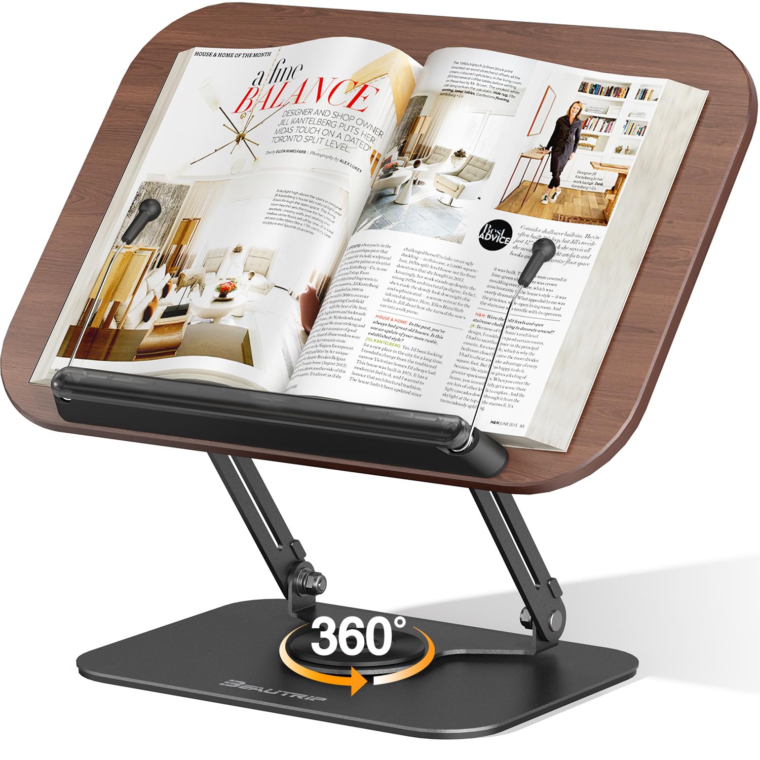 BEAUTRIP Book Stand for Reading, Foldable Book Holder for Desk Hands Free, Display Stand for Office, Kitchen, Cookbooks, Textbook, Recipe, Magazines, Tablets and Laptops
