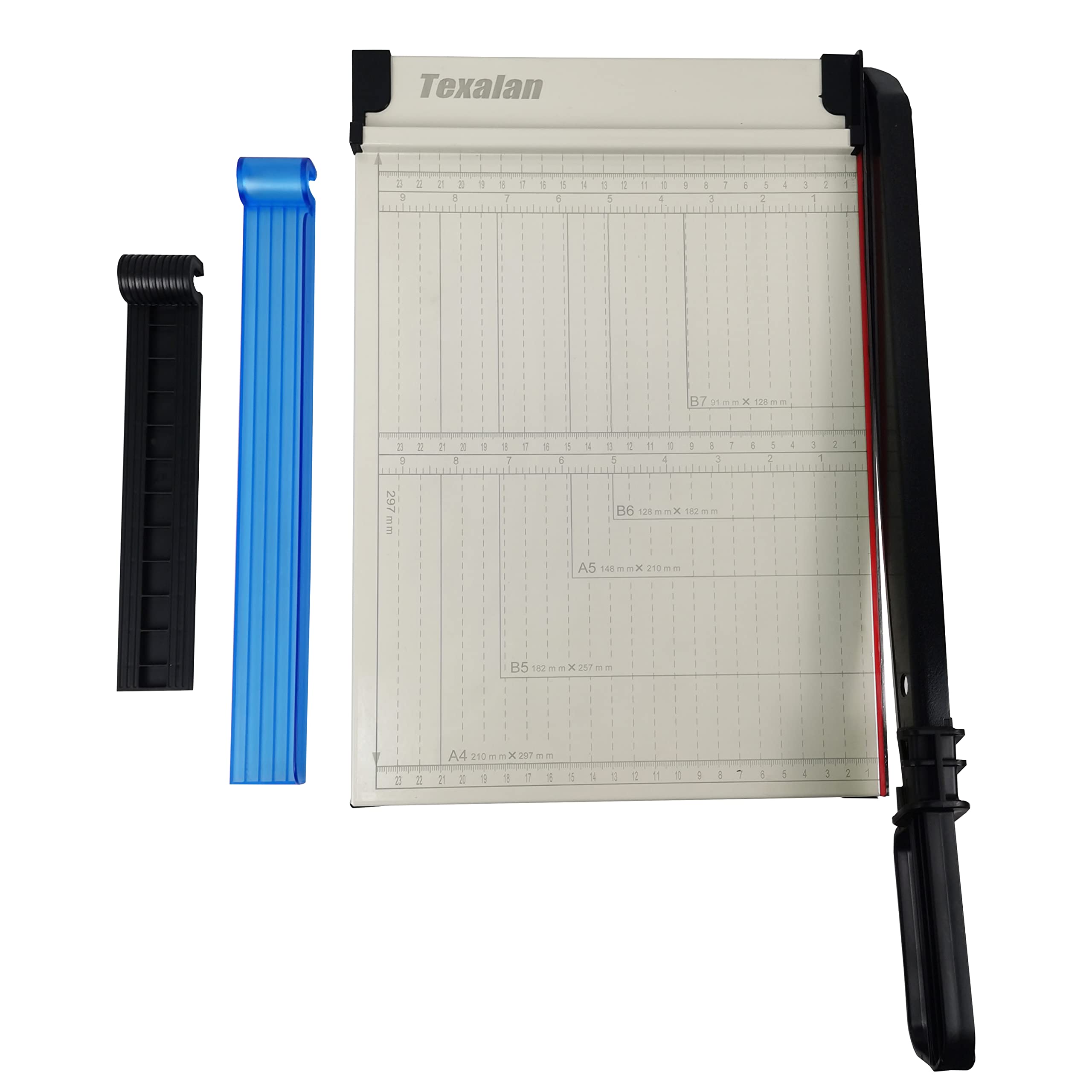 TEXALAN(R) Paper Cutter Letter Size Paper Trimmer 12” Cut Length 12 Sheet Capacity Guillotine Paper Photo Cutter with Magnet Clamp, Paper Guide, Size Guideline