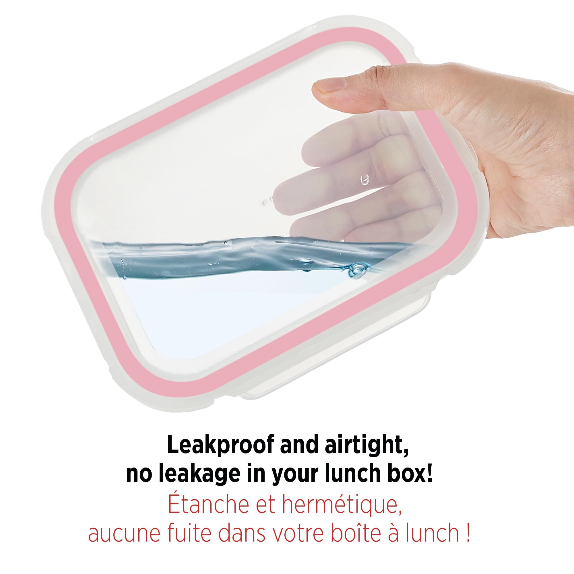 STARFRIT LocknLock 8-Piece Borosilicate Glass Container Set - 4 x 21oz/630ml - Airtight & Leakproof - 4-Sided Locking Lid