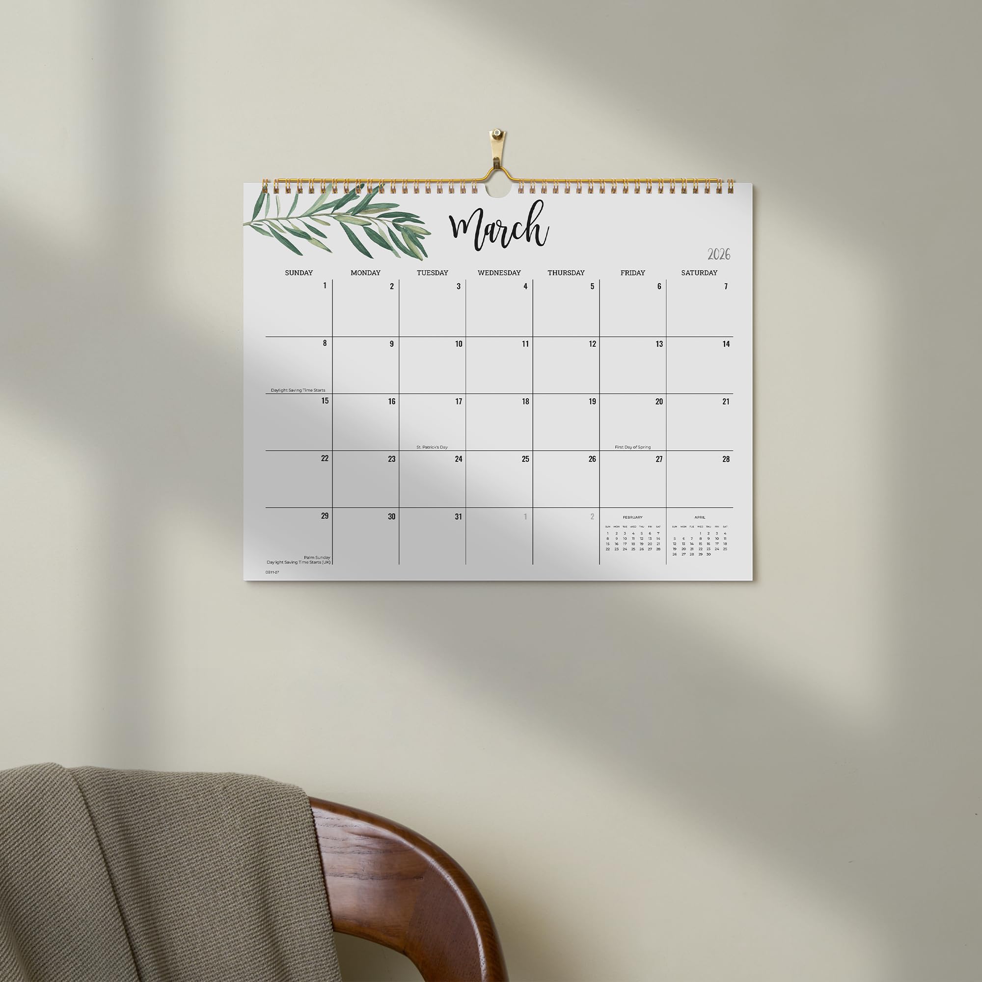 Cabbrix 2026 Wall Calendar, 18 Monthly Wall Calendar Runs from January 2026 to June 2027, Wirebound,15 x 12 Inches