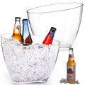Lawei 2 Pack Acrylic Ice Bucket, 5.2L Clear Plastic Champagne Wine Bucket Chiller, Oval Bar Ice Cooler Container, Food Grade Beverage Storage Tub for Champagne, Beer Bottles, Drinks, Bar and Parties