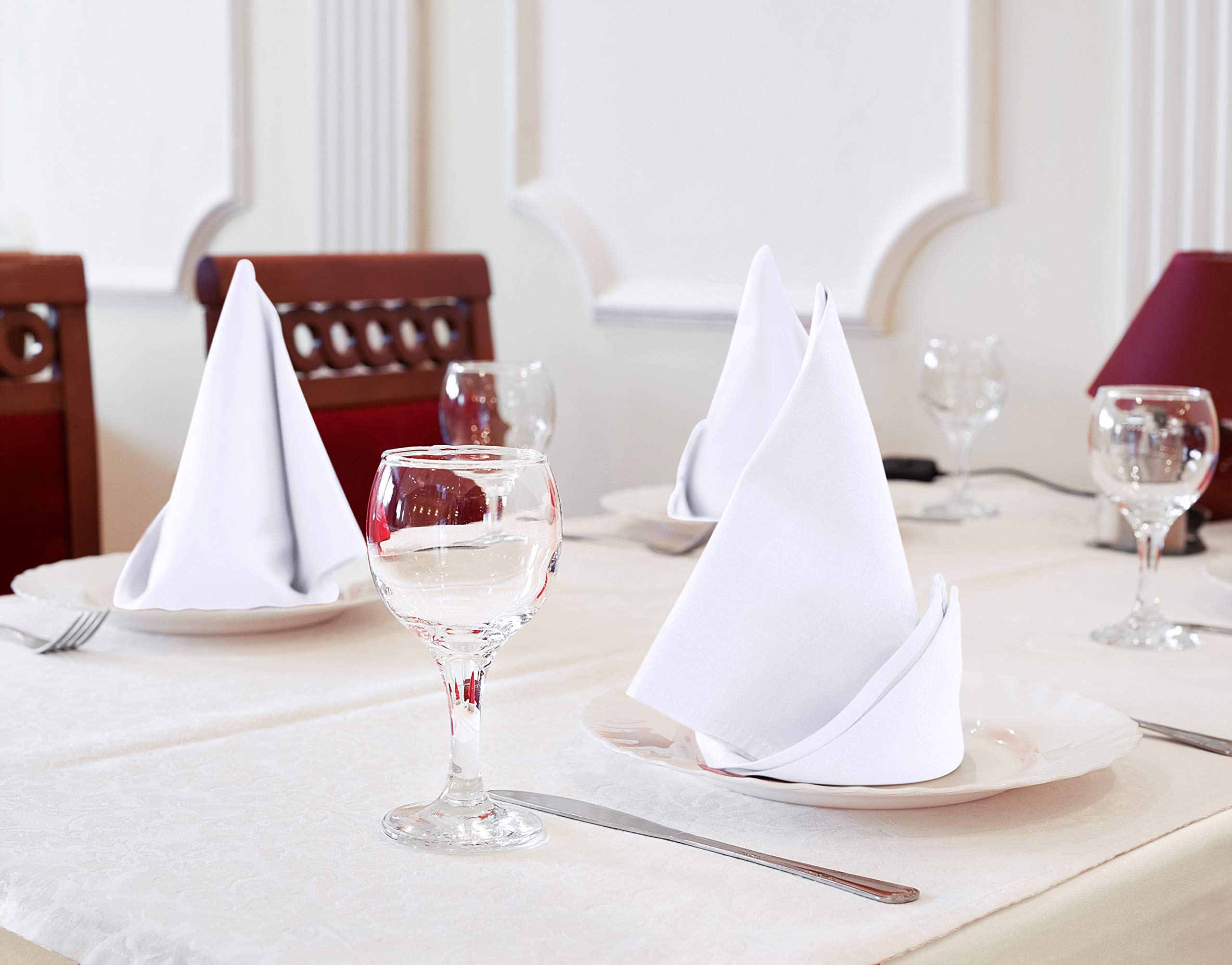 Utopia Kitchen White Cloth Napkins [12 Pack, 18x18 Inch] Absorbent Cotton Blend Washable and Reusable for Dinner, Restaurant, Lunch, Wedding and Hotel
