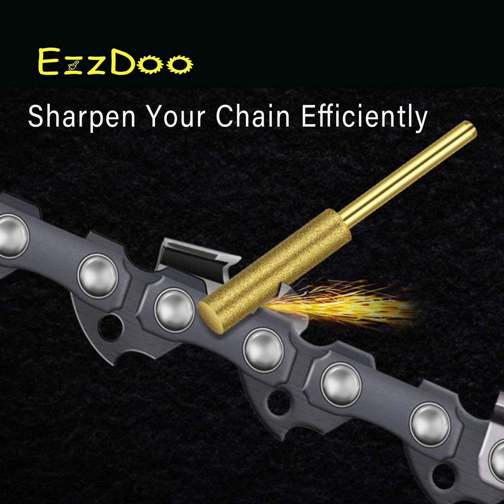 EzzDoo Bits Titanium Coated Diamond Sharpening Wheels - High Hardness 3/16 chainsaw files for Electric Chainsaw Sharpener. 8 pcs. (3/16'', 4.8mm)