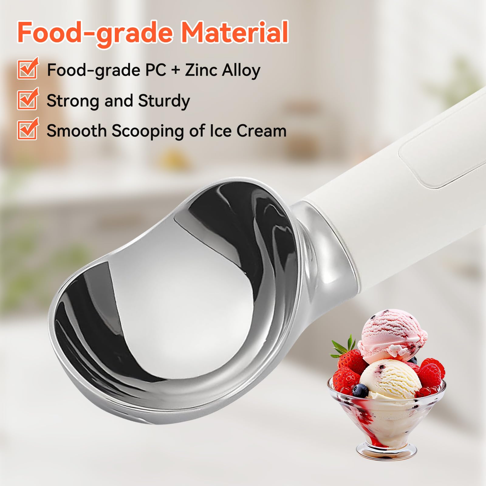 OTraki Heated Ice Cream Scoop, Electric Scooper for Hard Icecream, Heats to 70°C for Hard Ice Cream with LED Display, Waterproof Easy for Seniors