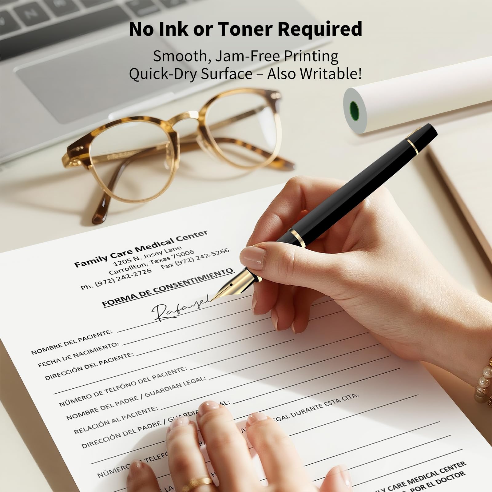 Thermal Printer Paper 8.5''x11'' US Letter Size, 4 Rolls, 100 Sheets, Thermal Paper Quick-Dry, Advanced Clear Printing, Compatible with Gloryang & JADENS PD-A4 Thermal Printer
