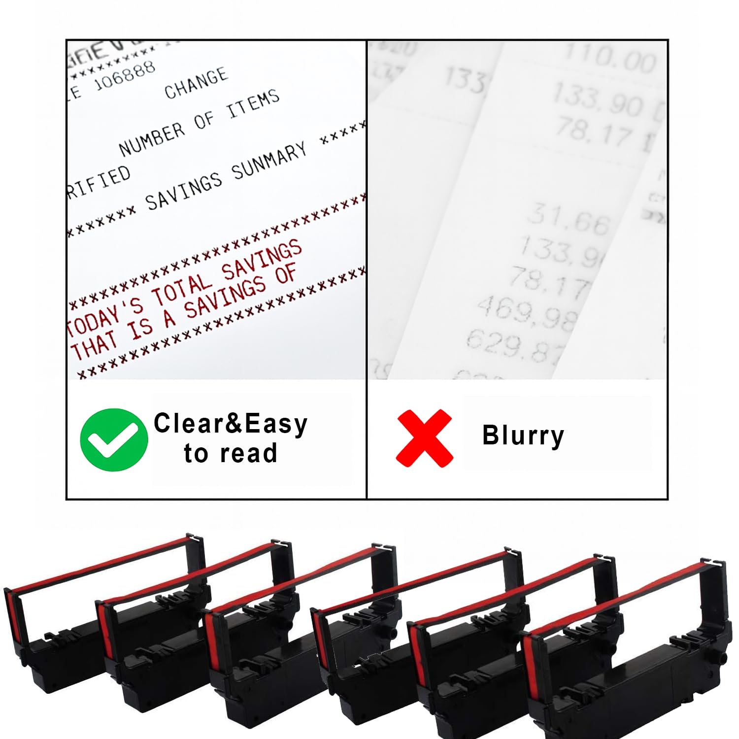 Printer Ribbon Cartridge Compatible with Star SP700, Star RC700BR, RC700, SP712, SP717, SP742, SP747, Black/Red Replacement, Pack of 6 Boxs