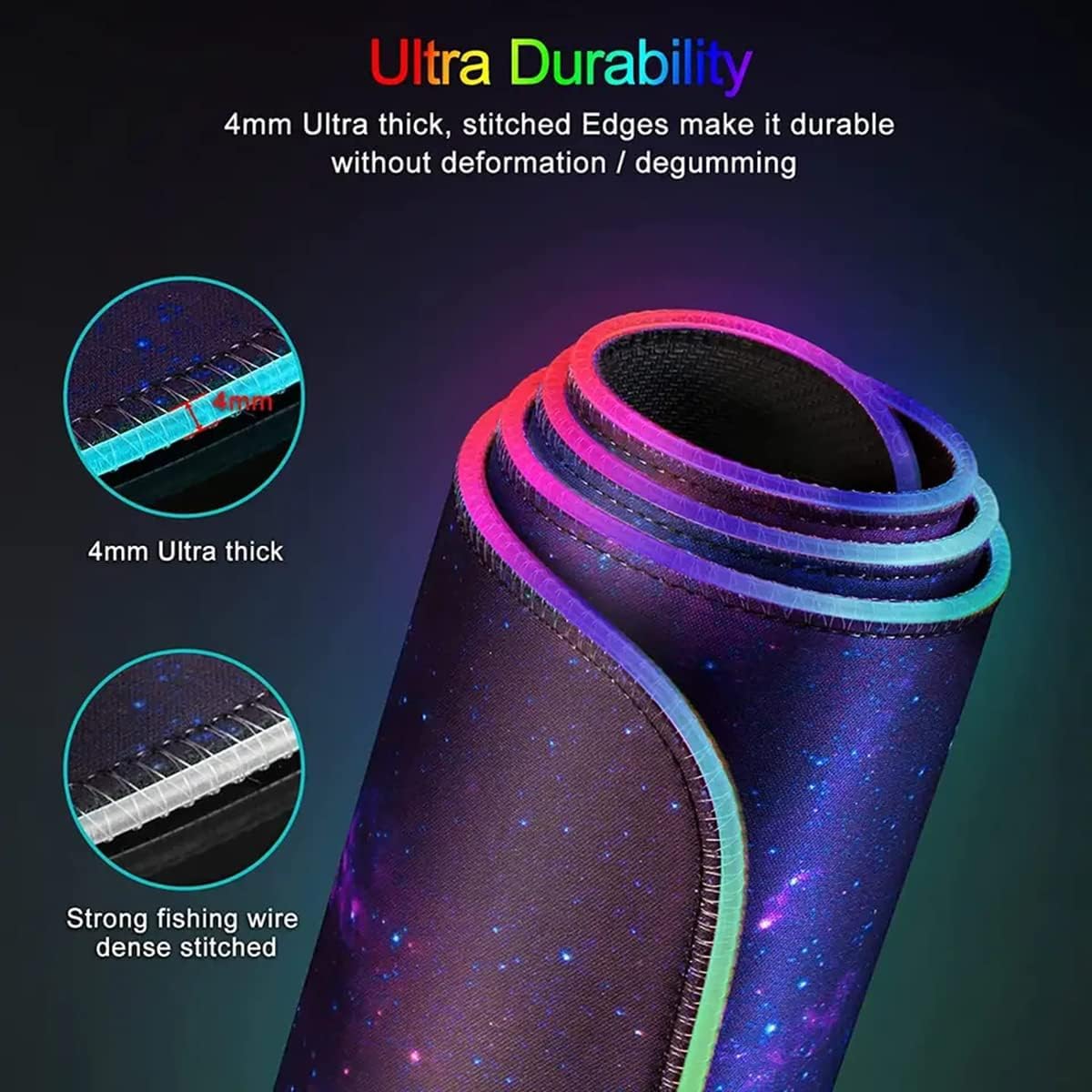 RGB Gaming Mouse Pad - Mousepad, XXL Extended 12 LED Modes Mouse Mat Non-Slip Rubber Base, Large Computer Keyboard Mousepad for Computers, PC, Laptop and Office, Desk Pad 31.5X 11.8in