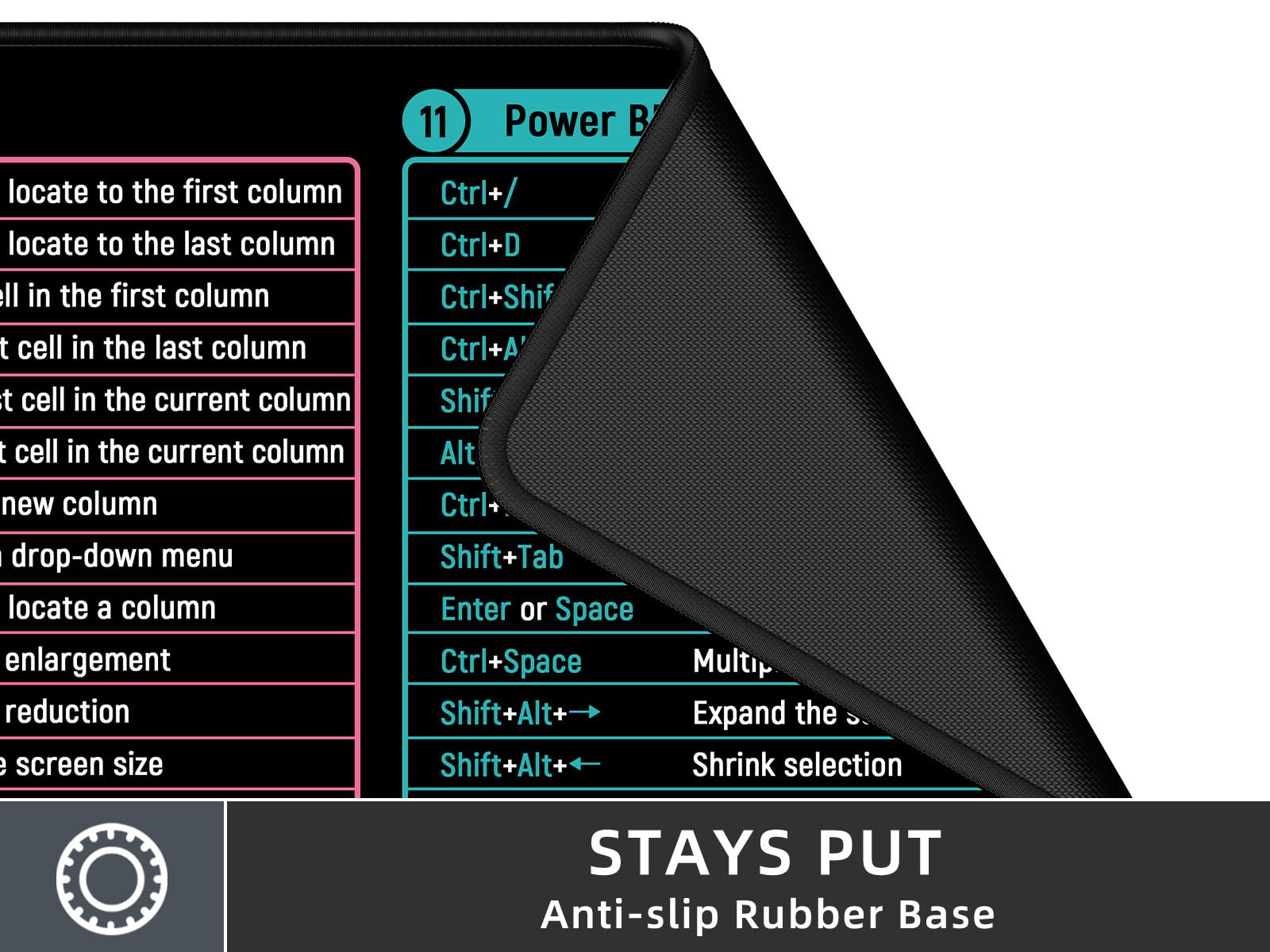 Rinaze Large Mouse Pad With Excel Shortcuts Cheat Sheet, XXL Gaming Mousepad Keyboard Pad, Office Desk Accessories for Computer, MacBook, PC and Laptop