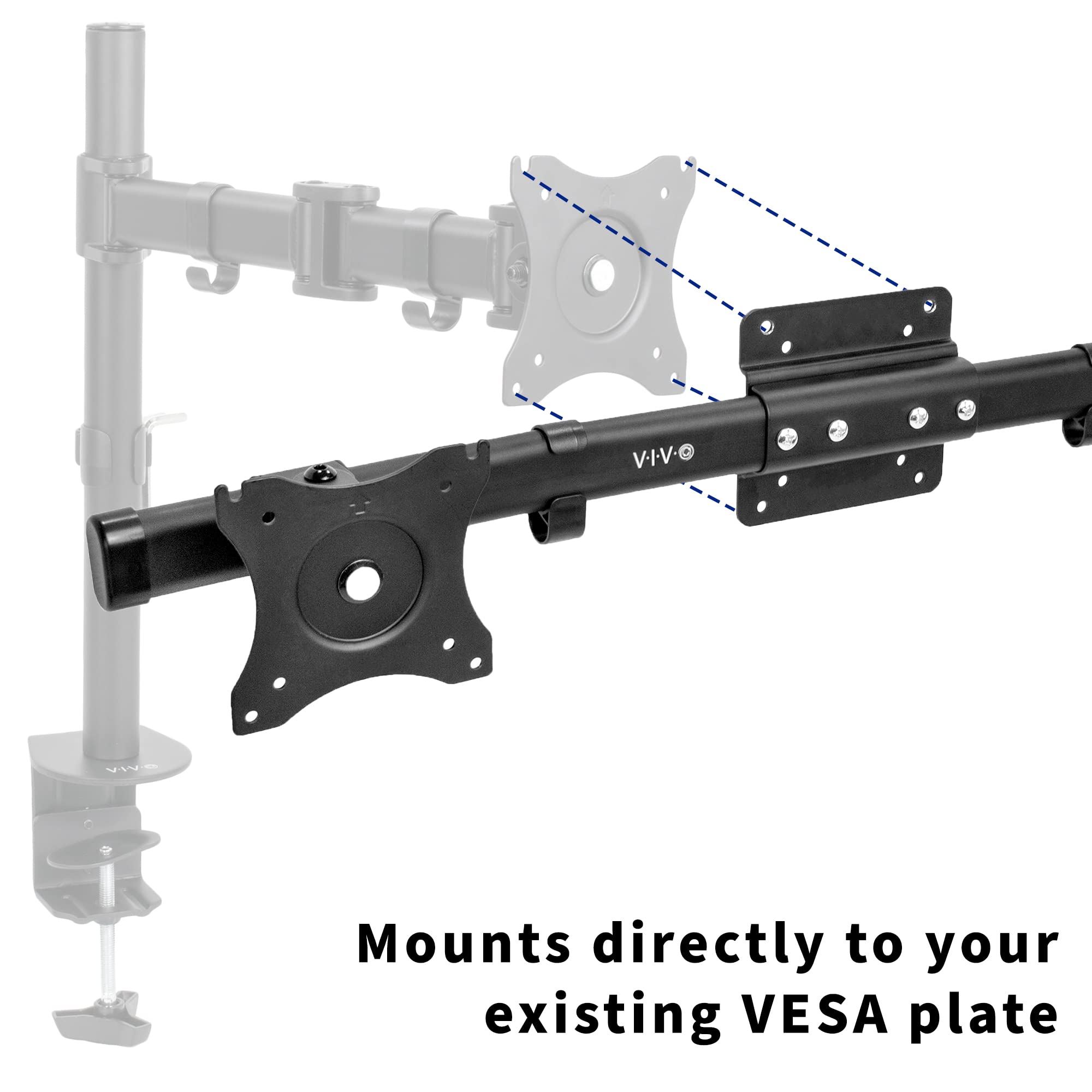 Dual VESA Bracket Adapter Horizontal Assembly Mount, 2 Monitor Screens up to 27"