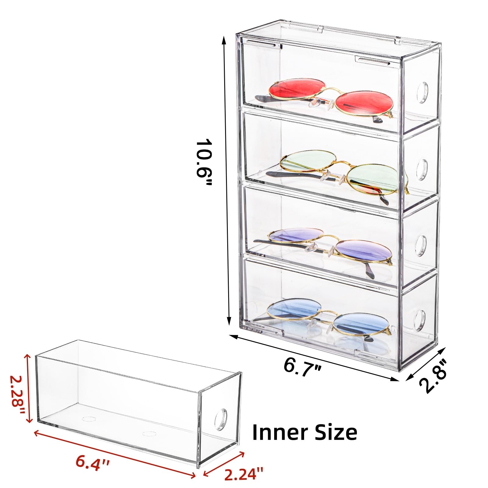 Mezchi 2 Pack Acrylic Storage Drawer Organizer, Dustproof Pen and Marker Storage, Clear Makeup Drawer Organizers with 8 Drawers for Art Crafts, Countertop