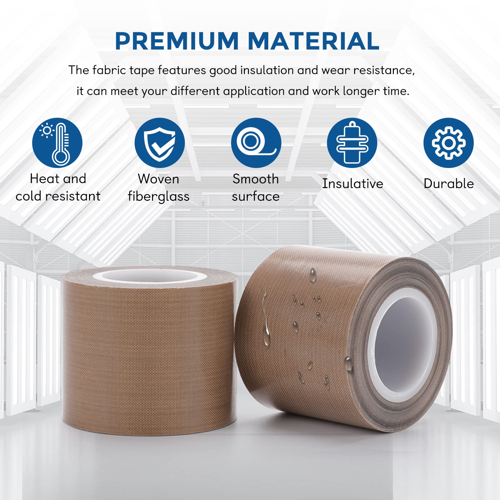 Teflon Fabric Tape, 2 Inch 30 Feet PTFE Tape for Vacuum Sealer Machine, Hand Impulse Sealers Insulation PTFE Coated Fiberglass Adhesive Tape Compatible with FoodSaver Seal A Meal Weston Cabella