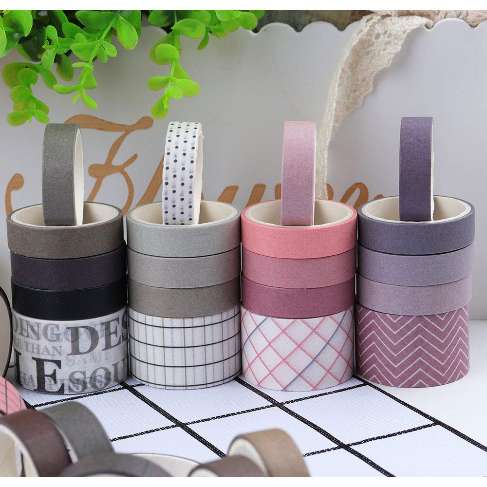 100 Rolls Vintage Washi Tape Set, NogaMoga Basic Collection 10mm/25mm Wide Solid Color Masking Tapes, Writable Decoration Tape for Arts, DIY Crafts, Bullet Journals, Planners, Scrapbooking, Wrapping