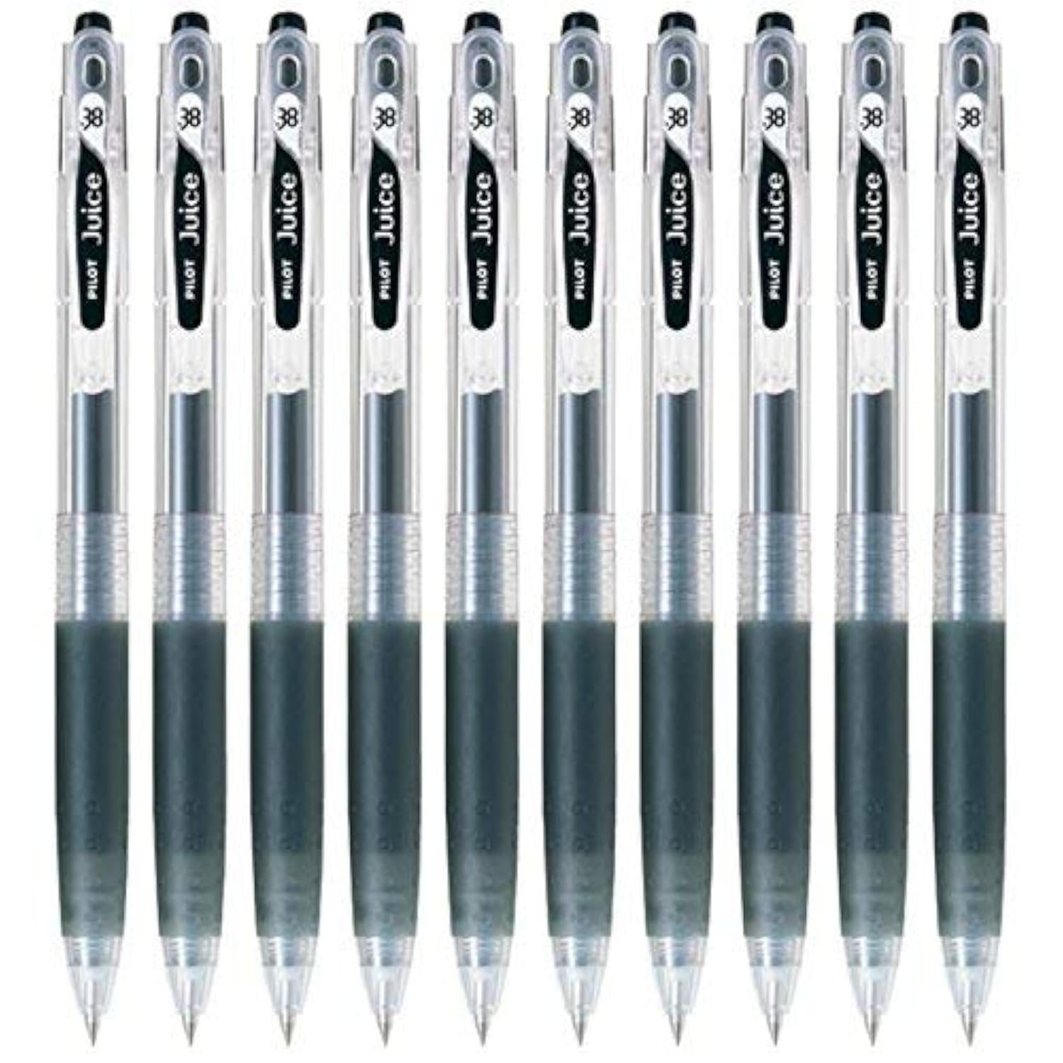 Pilot Juice 038 Retractable Gel Ink Pen (LJU-10UF), Ultra Fine Point, 0.38mm, Black Ink, Set of 10