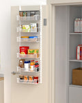 VyGrow 6-Tier 12.3" W Narrow Over the Door Pantry Organizer with Adjustable Basket, Pantry Door Organization for Pantry Kitchen Storage Room Spice Rack, White