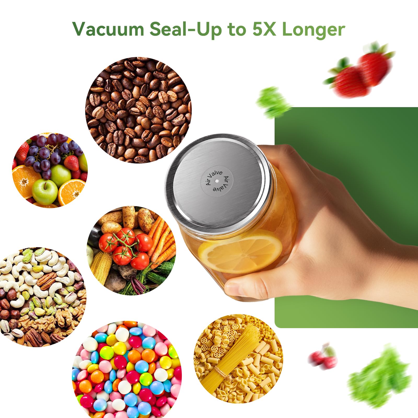 Mason Jar Lids 48 Pack: 24 Wide Mouth + 24 Regular Mouth Canning Lids, Vacuum Seal Food-Grade Canning Supplies Compatible with Electric Vacuum Sealers