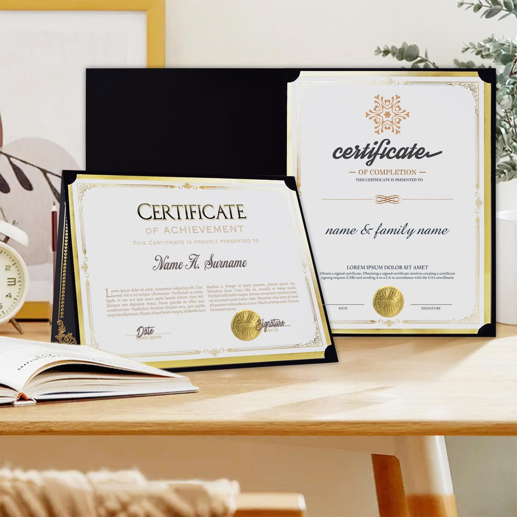 75 Pcs Certificate Paper Kit, 25 Gold foil Border Award Certificate Holders & 25 pcs 8.5x11 Inches Certificate Paper & 25 Certificate Seals Stickers for Graduation Diploma, Award Accomplishment.