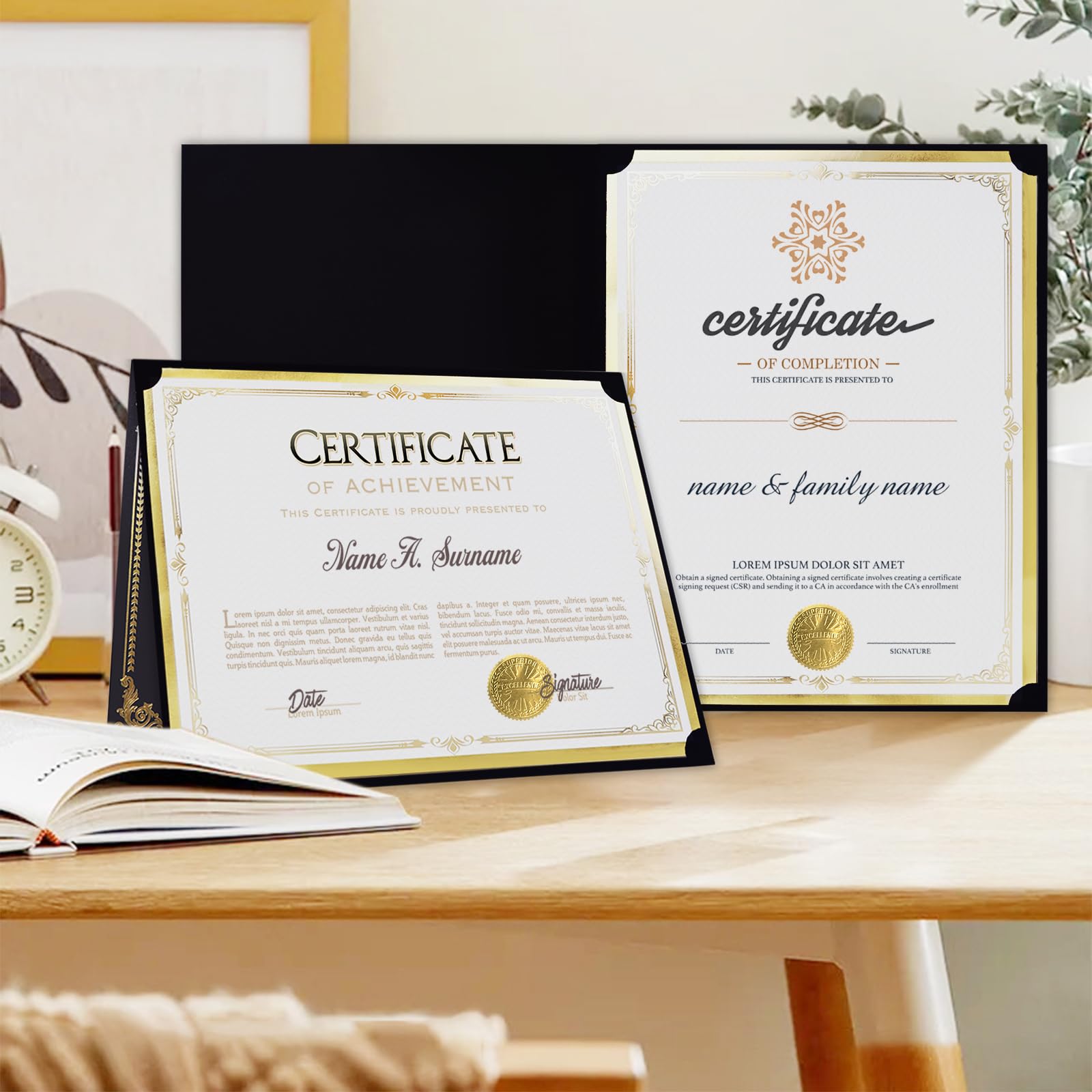 75 Pcs Certificate Paper Kit, 25 Gold foil Border Award Certificate Holders & 25 pcs 8.5x11 Inches Certificate Paper & 25 Certificate Seals Stickers for Graduation Diploma, Award Accomplishment.