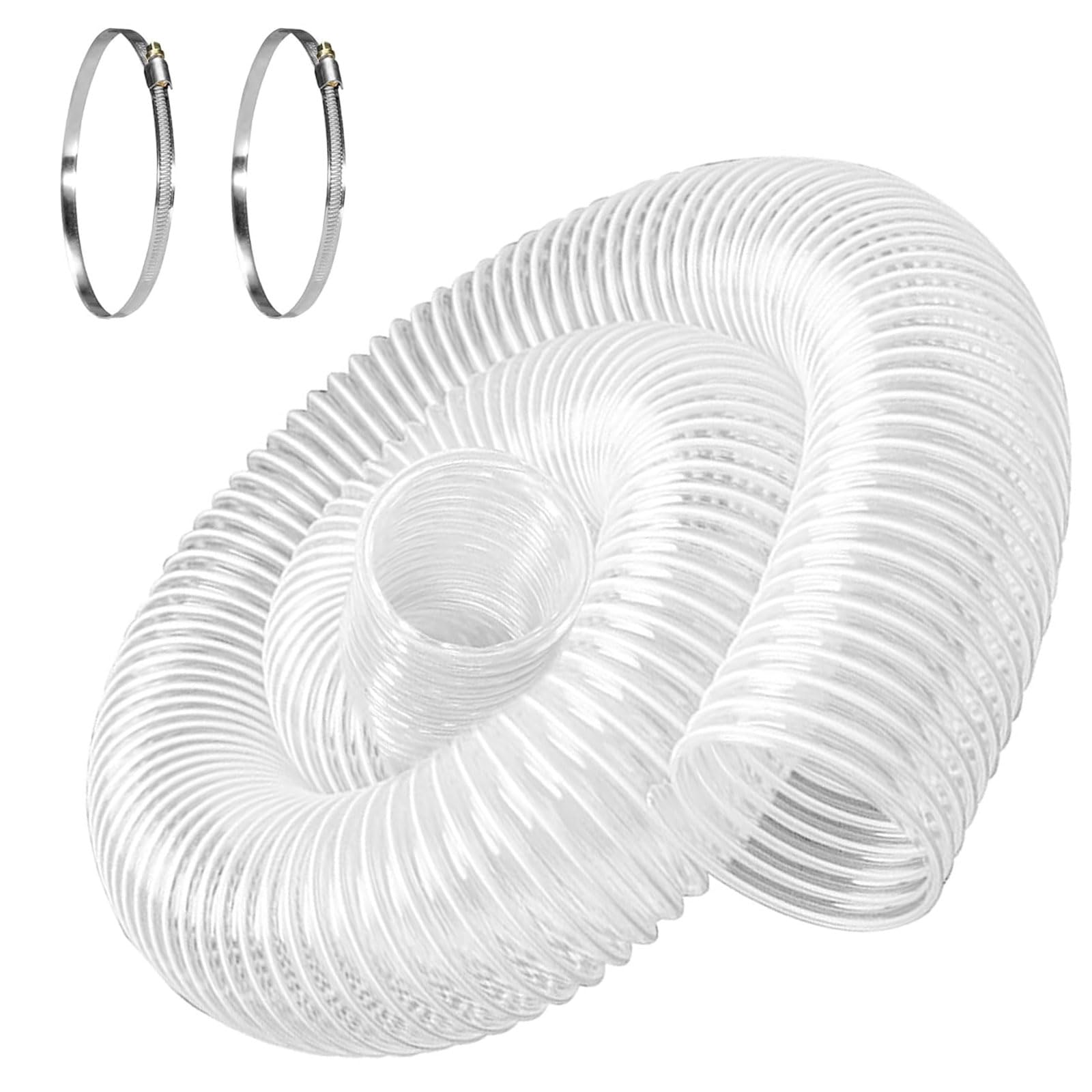 2 1/2" x 5' Flexible PVC Dust Collection Hose, Heavy Duty Fume Collection Hose with Carbon Steel Wire Coil, Vacuum Accessories for Workshop & Home