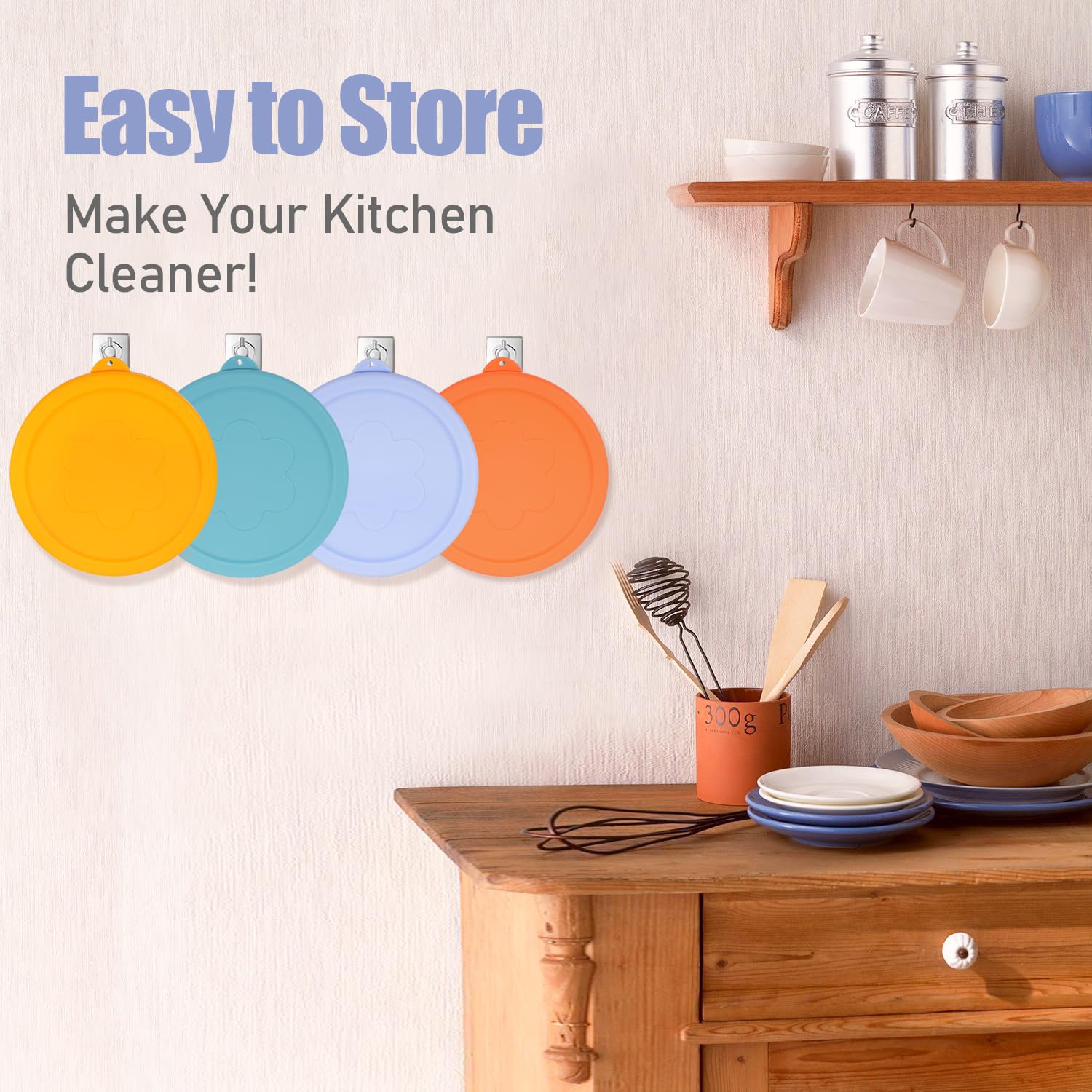 LUVCOSY 4 Cup Silicone Replacement Lids Storage Cover for Anchor Hocking Glass Bowls (Container not Included) 4 Pack Microwave, Dishwasher and Freezer Safe