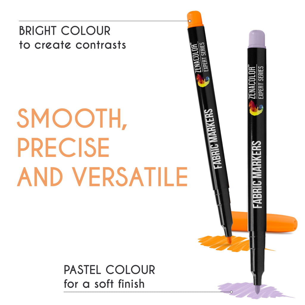 Zenacolor 40 Fabric Markers Permanent for Clothes - Non Toxic and Indelible Fabric Paint Pen