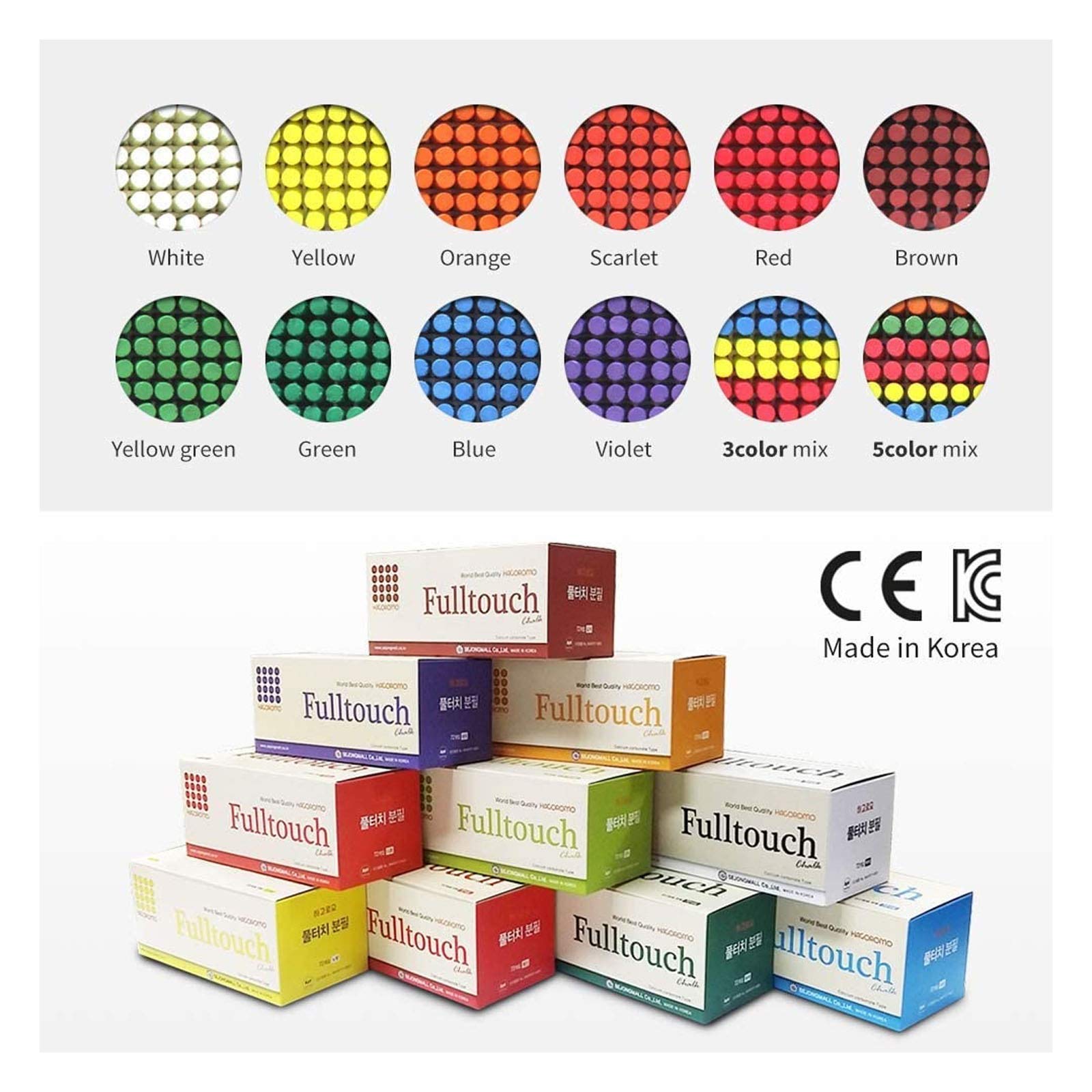 Hagoromo Fulltouch WHITE Chalk 72pcs Dust Free with Finest Calcium Carbonate
