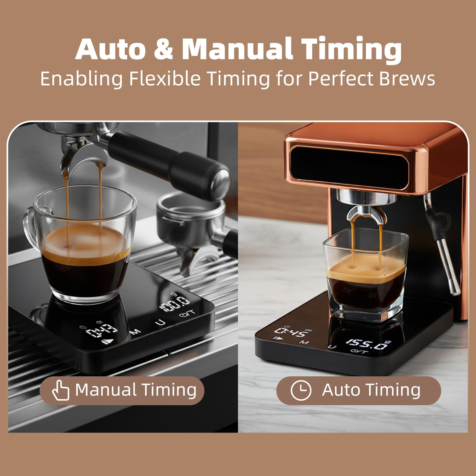 Rechargeable Mini Coffee Scale with Timer, 2kg/0.1g Diyife Espresso Scale with Tare, Buzzer Function, 6 Units, High Precision Portable Digital Accurate Scale for Espresso and Pour-Over Coffee