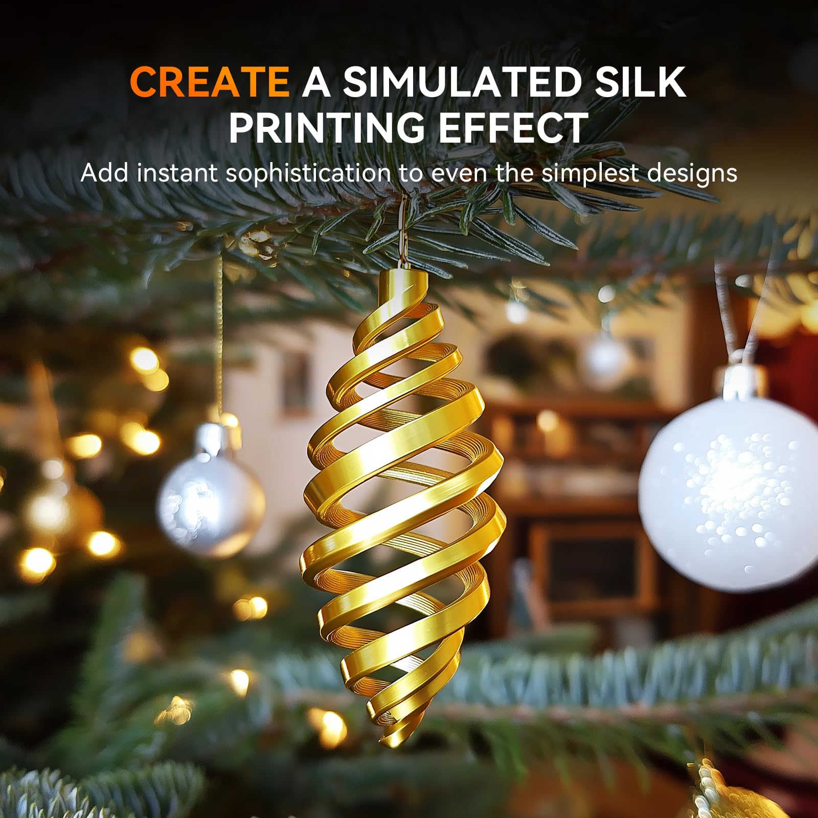 TECBEARS Shiny Silk PLA Filament 1.75mm, Silk Light Gold 1KG, High Gloss Surface 3D Printer Filament, Dimensional Accuracy +/- 0.02mm, 1kg Spool(2.2lbs), Fits for Most FDM 3D Printers