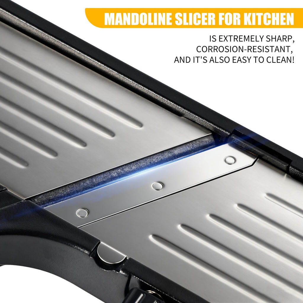 Mandoline Food Slicer for Kitchen, Adjustable Stainless Steel Mandoline Vegetable Slicer, Food Slicer Onion Potato Chip French Fry 7 in-1 Vegetable Slicer