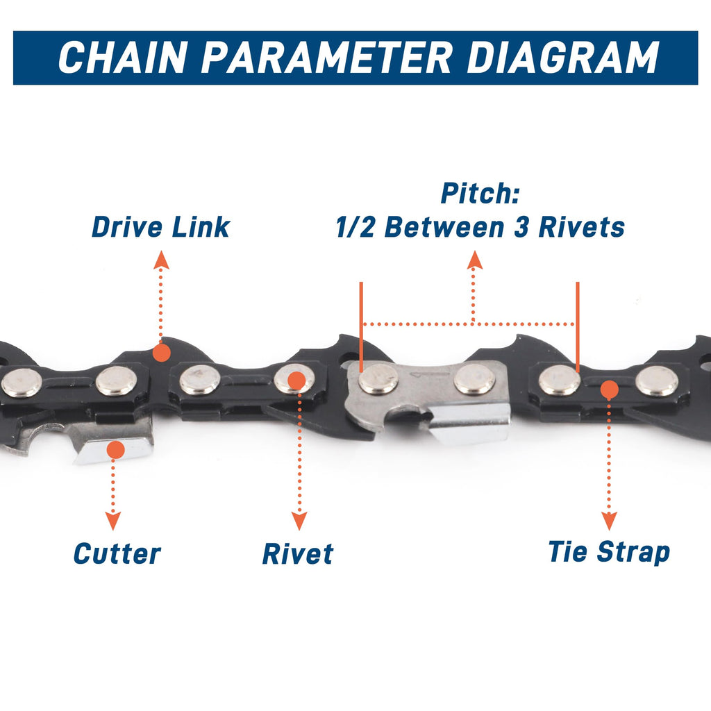 SawWorks 3-Pack 16 Inch Chainsaw Chain 3/8" LP Pitch .050" Gauge 56 Drive Links Fits Echo, Poulan, Greenworks 2904402, Husqvarna S93G, Echo, Craftsman and More