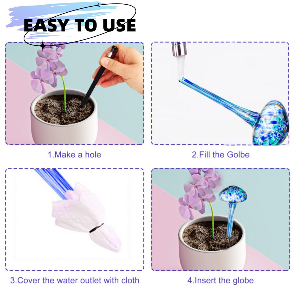 Guwealthy Plant Watering Globes 4 Pcs - Plant Water Devices,Self Watering Planter Insert (170ml)