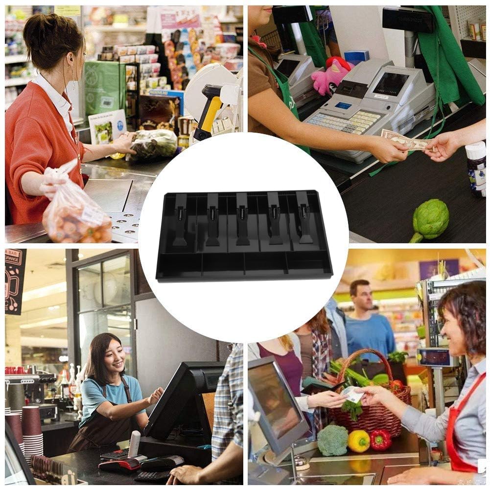 Cash Register Drawer, Insert Tray Five Grids Cash Organize Drawer Register Insert Money Tray Cashier Tidy Storage Cashier Box