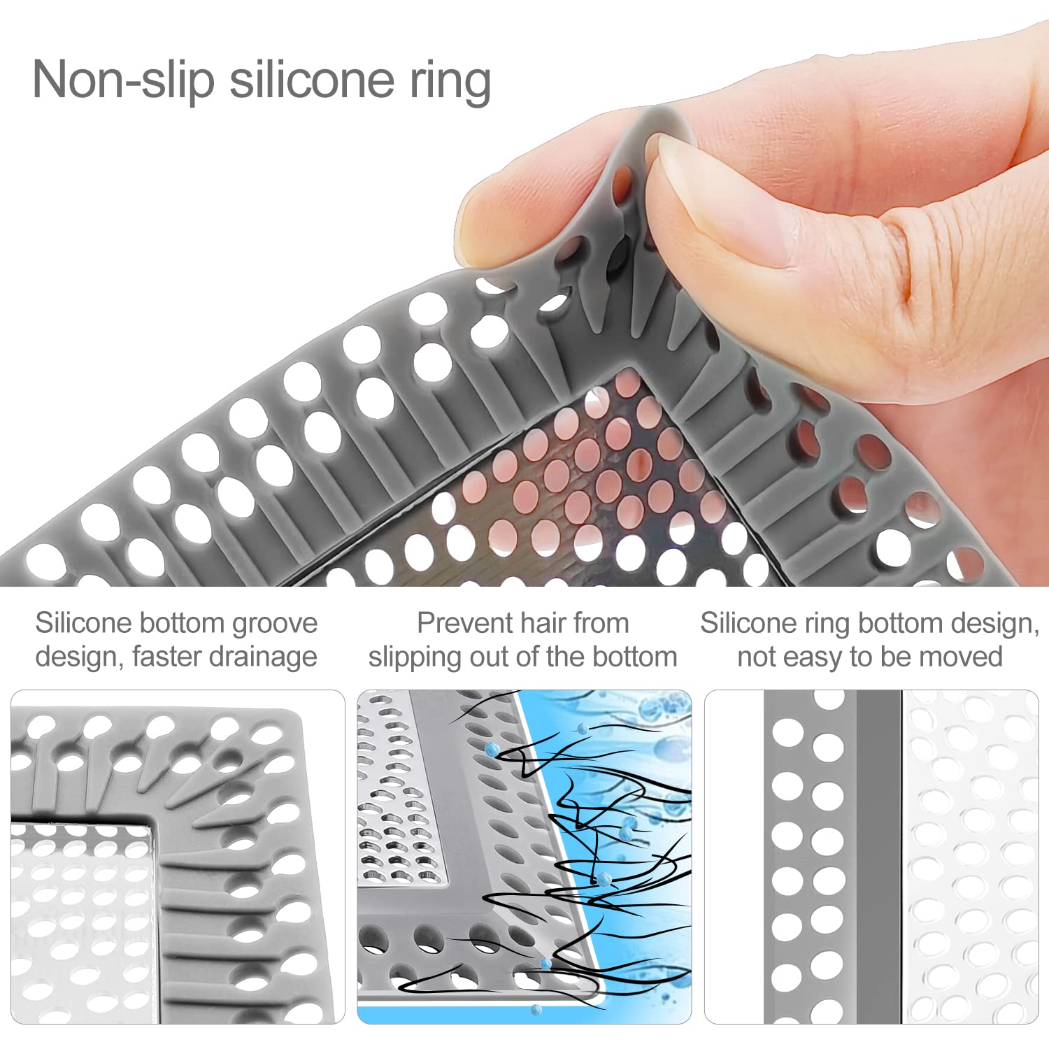 LEKEYE Shower Drain Hair Catcher | Drain Strainer | Shower Drain Cover Stainless Steel and Silicone