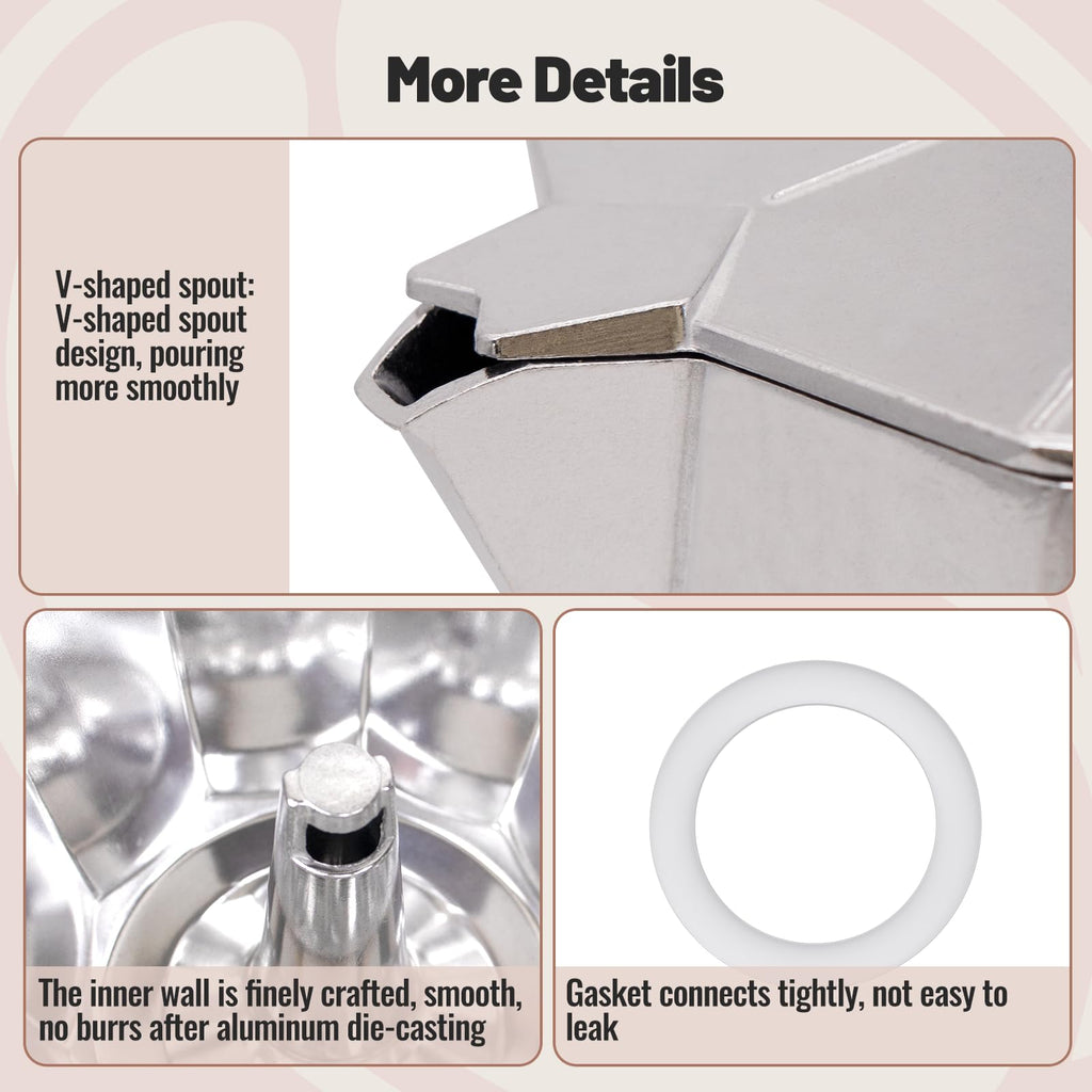 14 Cup Aluminum Moka Pot Classic Stovetop Espresso Coffee Maker 700ml 23oz Coffeemaker Percolator Mocha Pot Greca Coffee Maker Cafe Makers for Italian and Cuban Café Brewing Silver