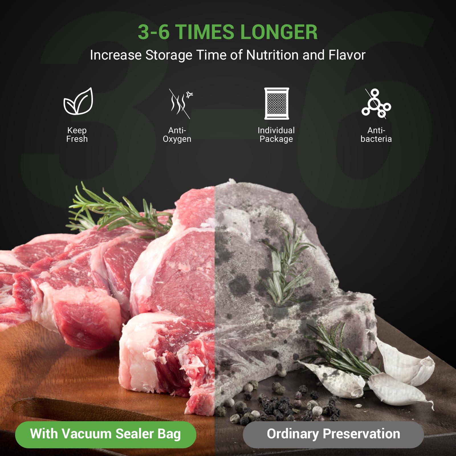 Vacuum Sealer Bags 100 Size Pint 6" x 10" and 50 Quart size 8" x 12" for Food Saver Vacuum Sealer Bags Commercial Grade Food Saver bags- BPA-Free -Heavy Duty-VTUUU