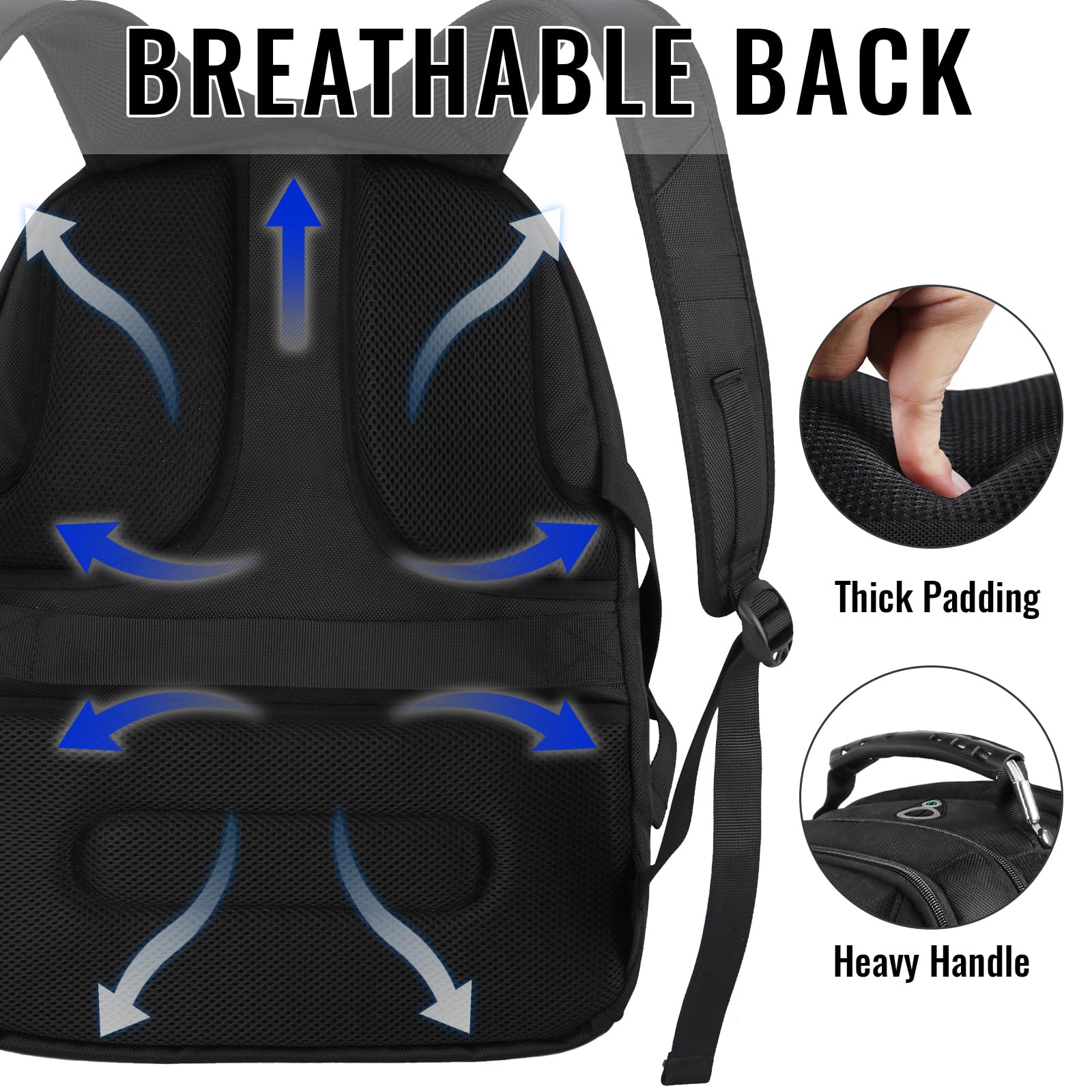 YOREPEK Travel Backpack, Extra Large 50L Laptop Backpacks for Men, Water Resistant College Backpacks Airline Approved Business Work Bag Fits 17 Inch Computer, Black