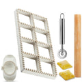MUMSUNG 6pcs Ravioli Cutter Set, 8 Holes Press Ravioli Maker with Wooden Rolling Pin, Pasta Wheel Cutter and Small Dumpling Maker