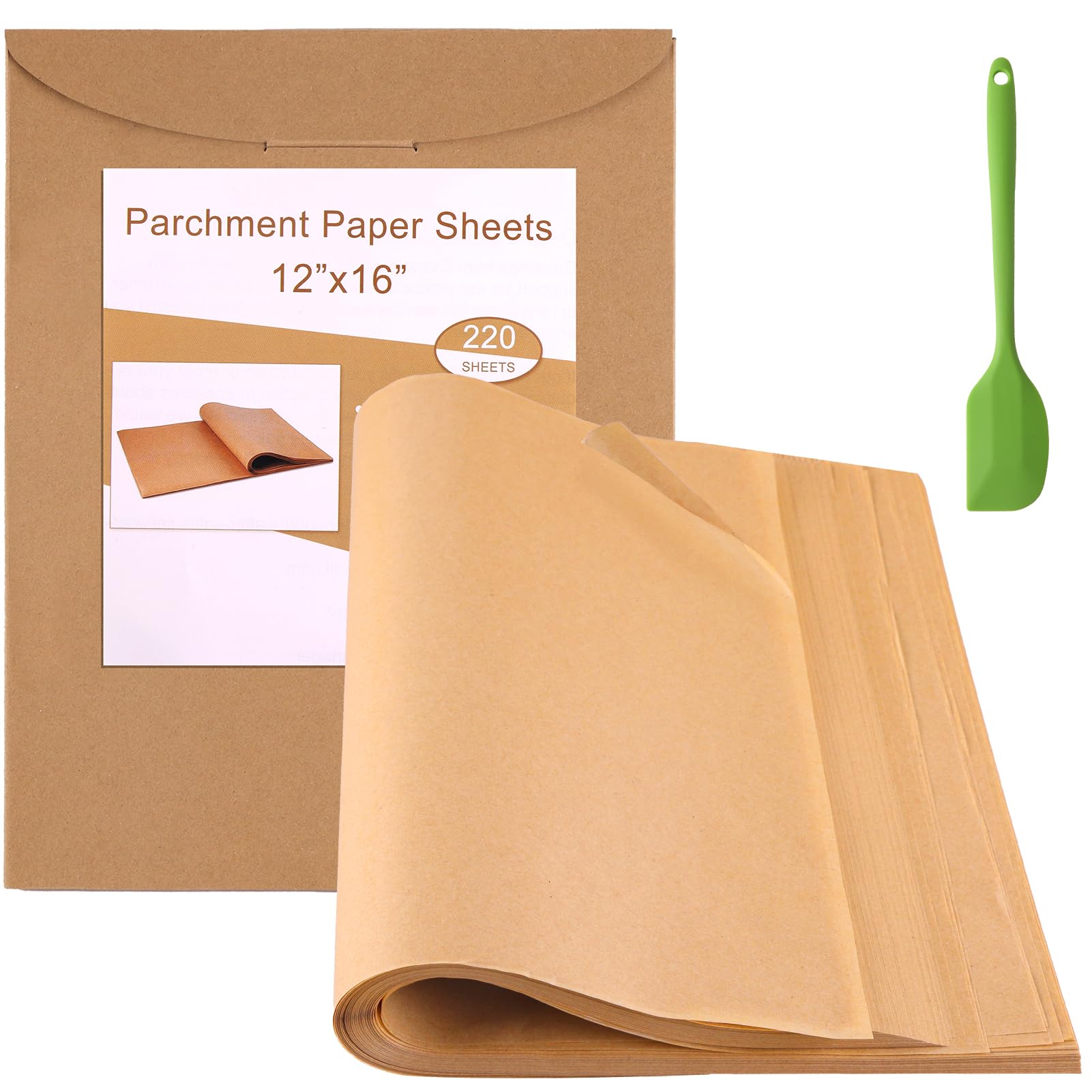 cyrico Parchment Paper Sheets for Baking, 220 Pcs 12x16 Inch Unbleached Baking Paper, Heavy Duty Non-Stick Pre-Cut Sheets for Cooking, Grilling, Steaming, Wrapping Foods, Oven and Air Fryer Use