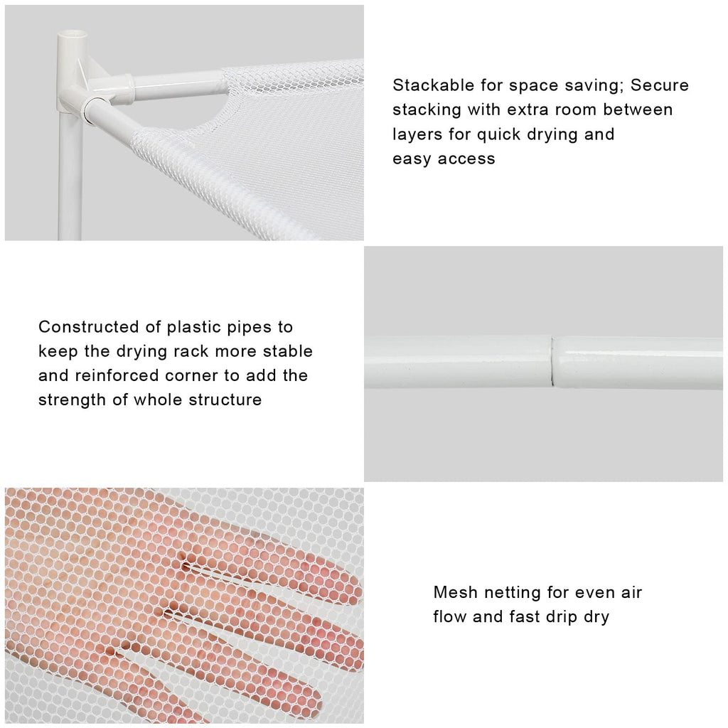 Clothes Drying Rack Flat, Portable Dryer for Sweater with Metal Tube, 2-Layer Mesh Laundry Rack for Indoor and Outdoor Use, Can be Placed to Dry Towel, Sweater, Hat, Glove, Bottle, Herbal