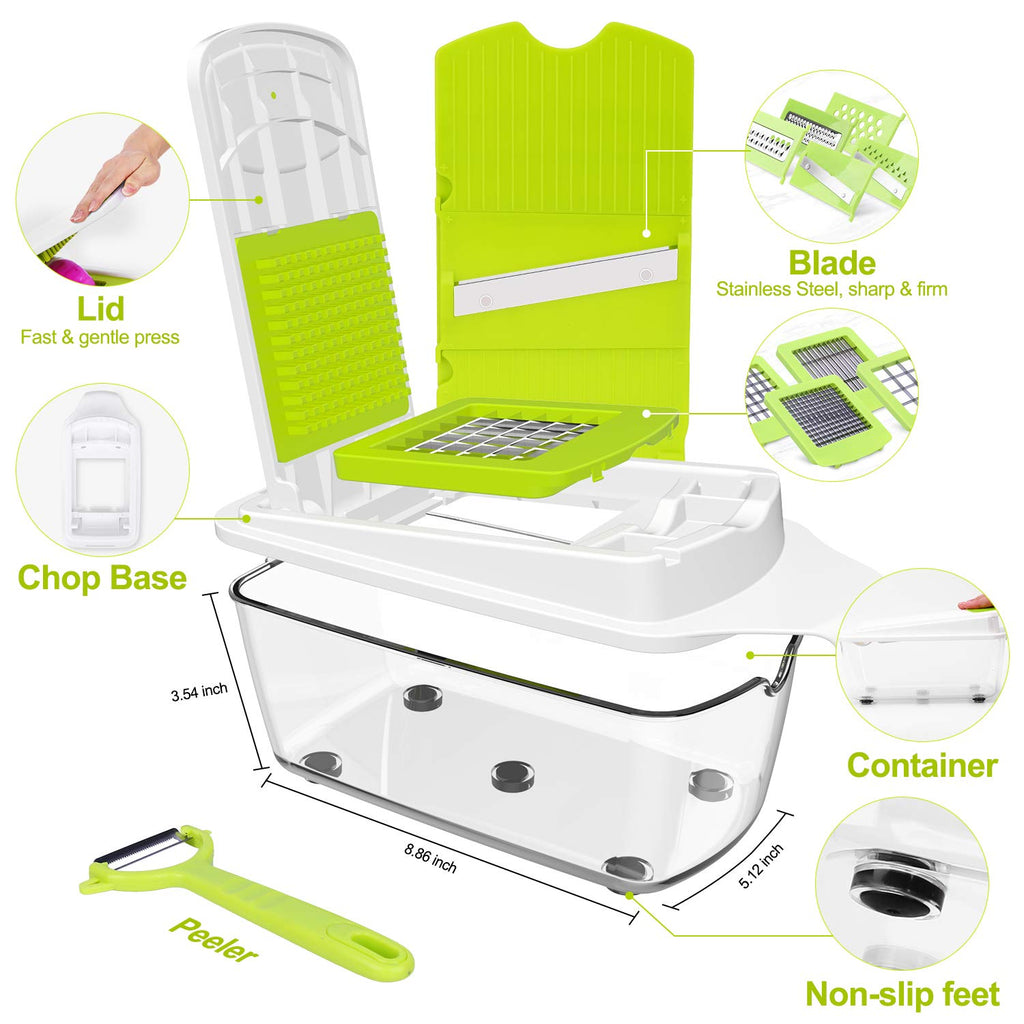 Vegetable Chopper and Slicer Dicer for Kitchen 23 PCS Veggie Slicer and Chopper Vegetable Cutter Cooking Accessories Gadget Stuff Salad Maker Dicing Machine Potato Fruit Chopper with Container
