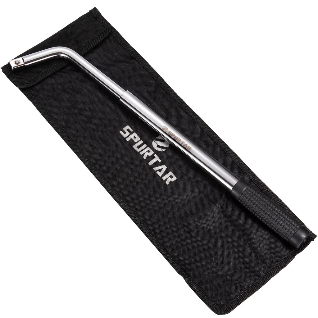 Spurtar Telescoping Lug Wrench Extendable Wheel Brace Lugs Wrench Tyre Repair Kit Wheel Nut Remover 1/2 Drive with 17/19mm and 21/23mm Sockets Storage