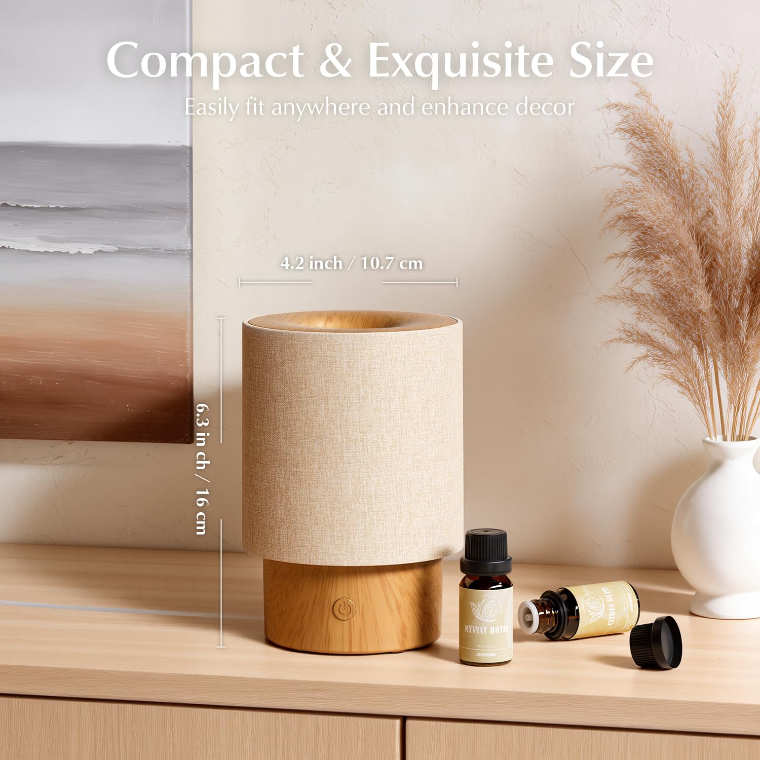 ARVIDSSON Essential Oil Diffuser with Fabric Cover, 100ml Aromatherapy Diffuser for Home, Ultrasonic Diffuser with Night Lamp and Auto Shut-Off, Scent Oil Diffusers for Bedroom