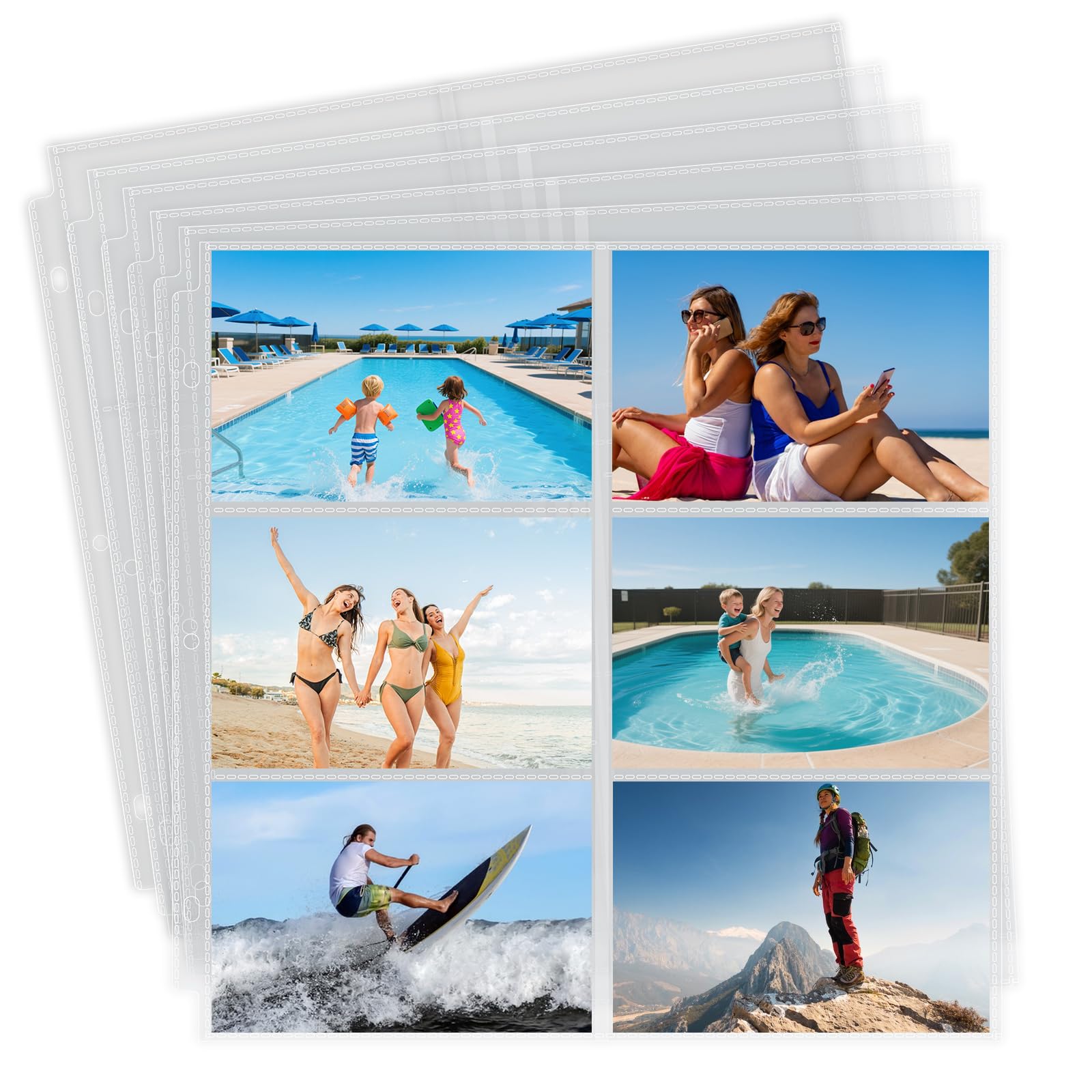 20 Pack 4x6" Photo Album Refill Pages 12x12 for 3 Ring Binder Album, Ultra-Clear Photo Sleeves Holding 240 Pictures, Double-Sided 6 Pockets Photo Pages , Photo Sheet Protector for Photos and Postcards