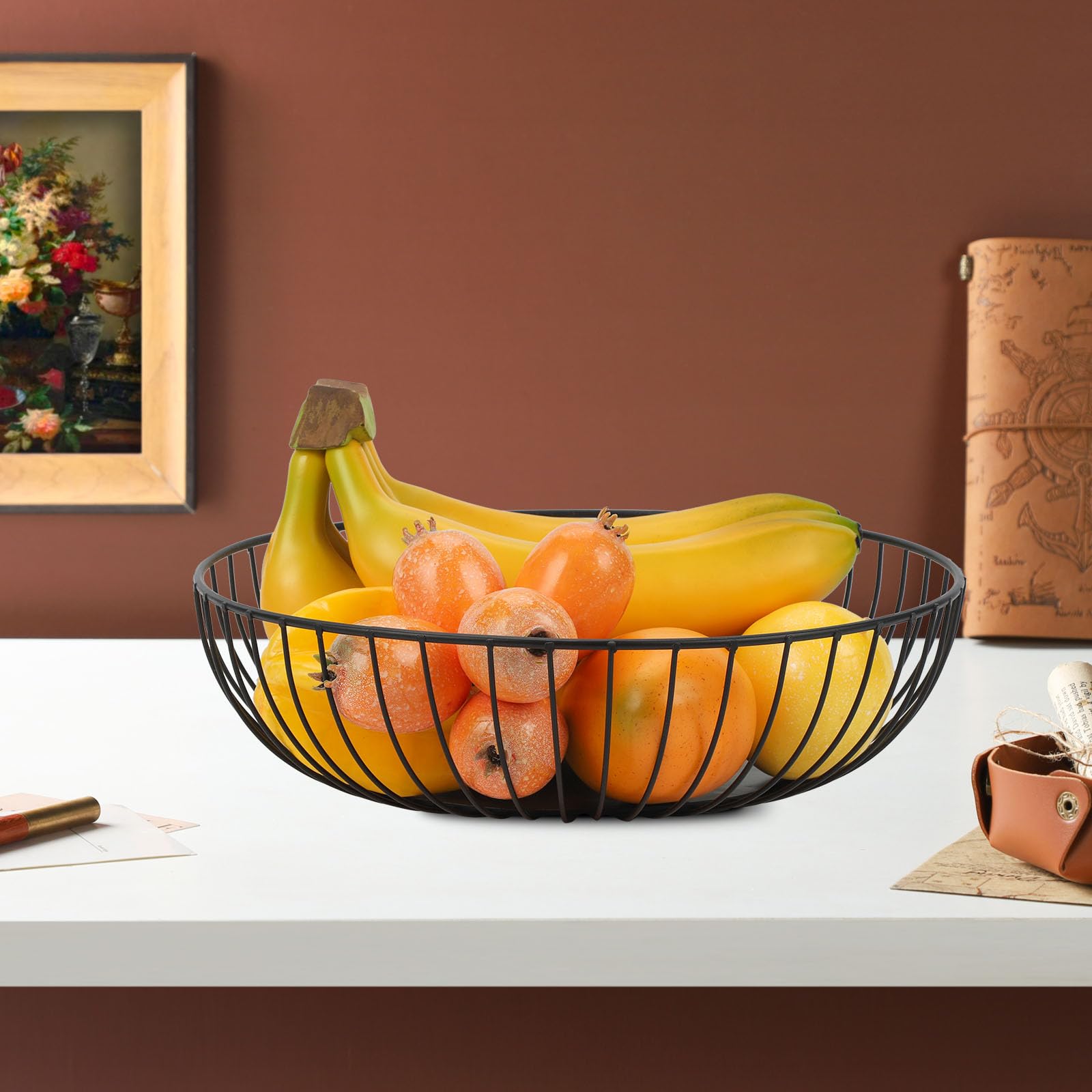 IBWell Black Wire Fruit Basket Fruit Bowl Kitchen Fruit Basket Stand Fruit Bowls for The Counters Metal Fruit Bowl