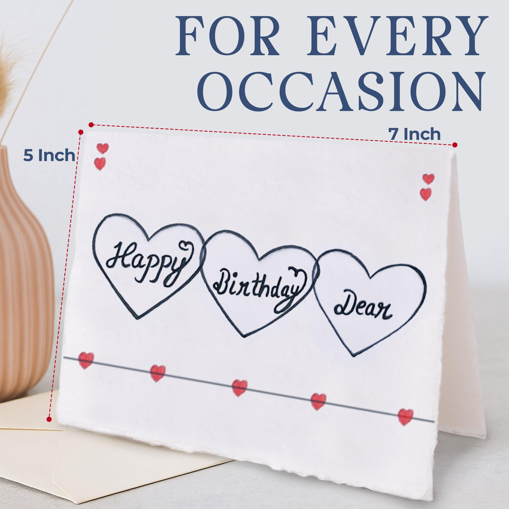 Wanderings Handmade Deckle Edge Blank Greeting Cards & Envelopes with Flower Art - Thick 300gsm paper– 20 Cards (5 Each of 4 Varieties) for Invitations, Thank Yous, Get Well and Birthday Cards –5x7"
