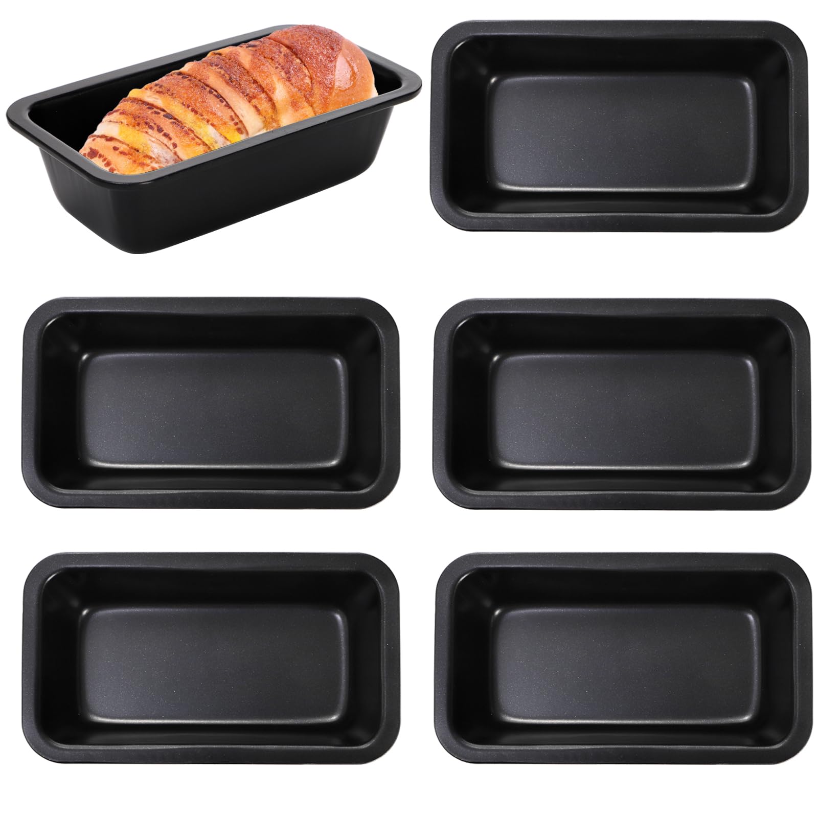 Lawei 6 Piece Non-Stick Mini Loaf Pan - 3.5 x 6 Inch Carbon Steel Bread and Toast Mold, Little Bakeware Pans for Banana Bread, Small Cakes and Individual Meatloafs