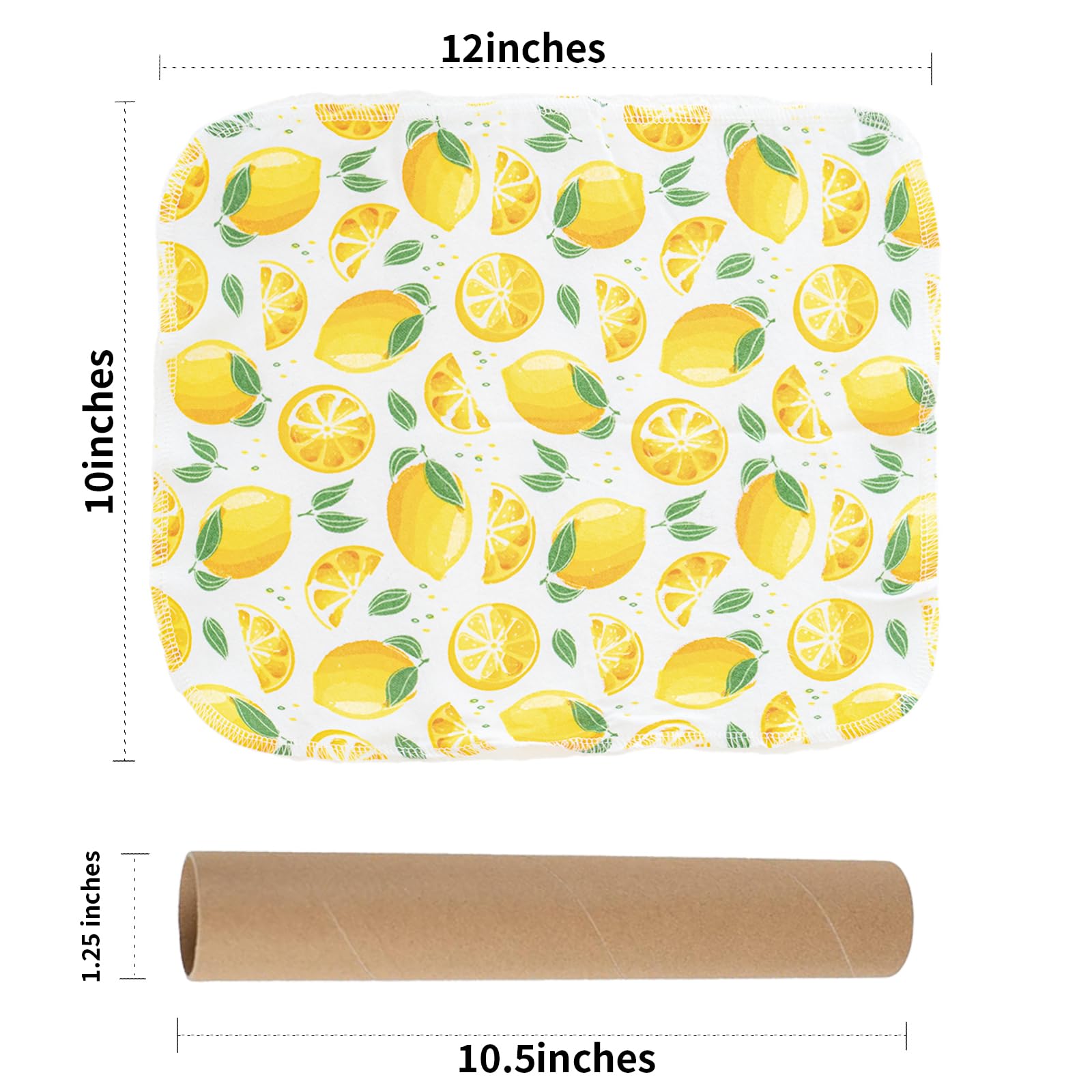 SFIUYDS Reusable Paper Towels Washable，Pack of 12 Paperless Napkins Flannel Cotton Cloth 10"X12"with Cardboard Roll，Made to Last - Cut Back and Waste Less Eco Friendly（Lemons）