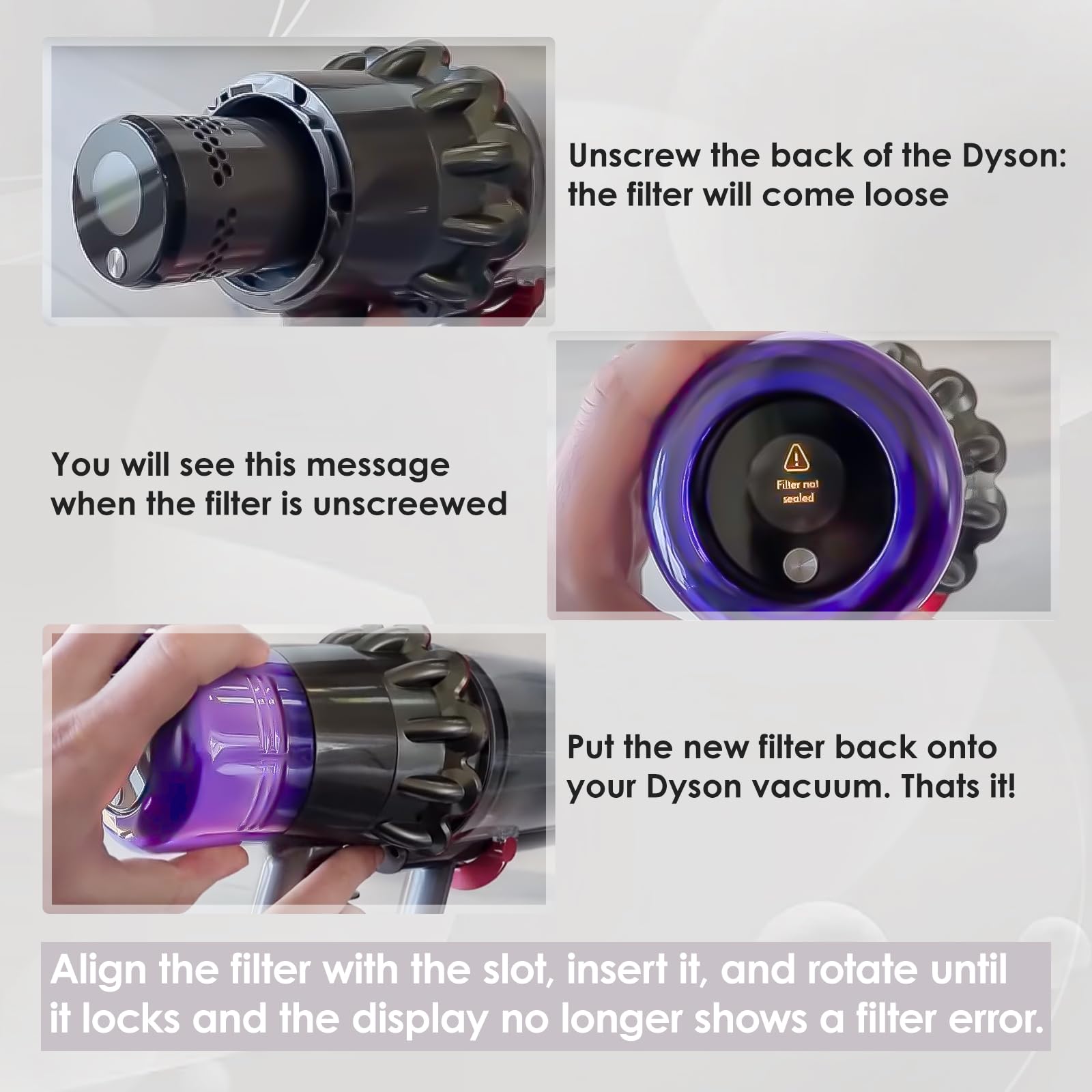 3 Pack V11 Vacuum Filters Replacement for Dyson V11 Animal V11 Torque Drive Complete V15 Detect V15s Detect Cordless Vacuum Cleaner, Compare to Part No. 970013-02 & 970013-03