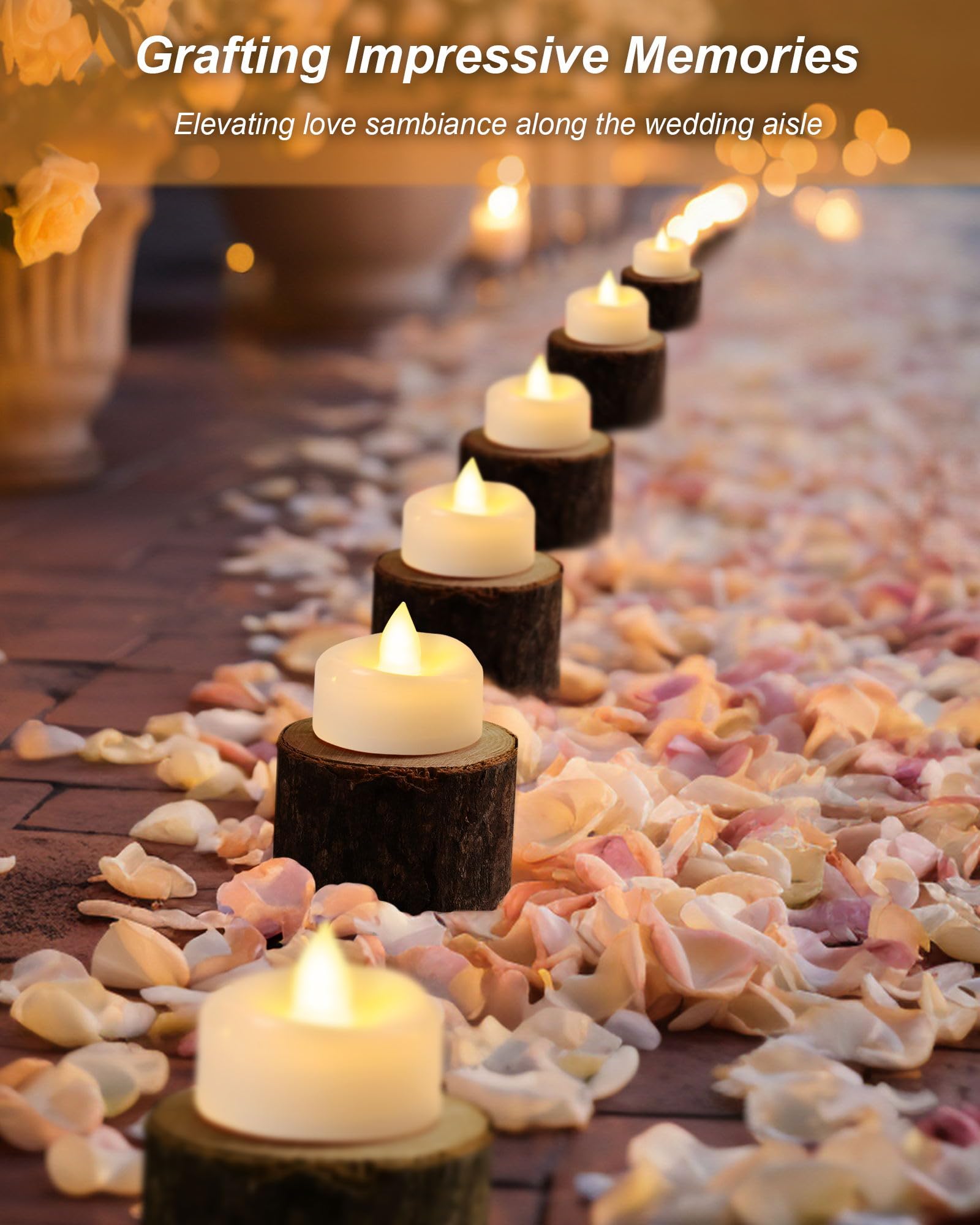 BEICHI 50 Pack Flikcer Electric Tea Light, Long Last 200+ Hours, Battery Candle Warm White Bright Realistic for Thanksgiving Day, Halloween, Christmas